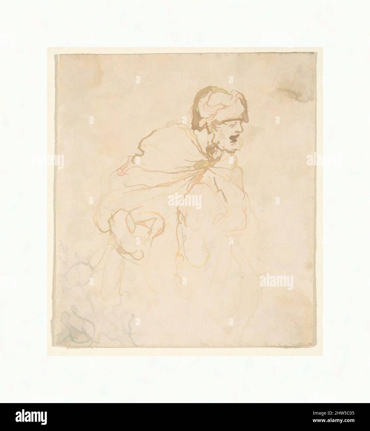 Art inspiré par Un homme barbu dans un manteau et Turban face à droite., 1610–64, stylo et encre marron clair ; quelques coups de graphite dans le coin inférieur gauche, feuille : 2 5/8 x 2 5/16 po. (6,6 x 5,8 cm), dessins, Stefano della Bella (Italien, Florence 1610–1664 Florence, oeuvres classiques modernisées par Artotop avec une touche de modernité. Formes, couleur et valeur, impact visuel accrocheur sur l'art émotions par la liberté d'œuvres d'art d'une manière contemporaine. Un message intemporel qui cherche une nouvelle direction créative. Artistes qui se tournent vers le support numérique et créent le NFT Artotop Banque D'Images