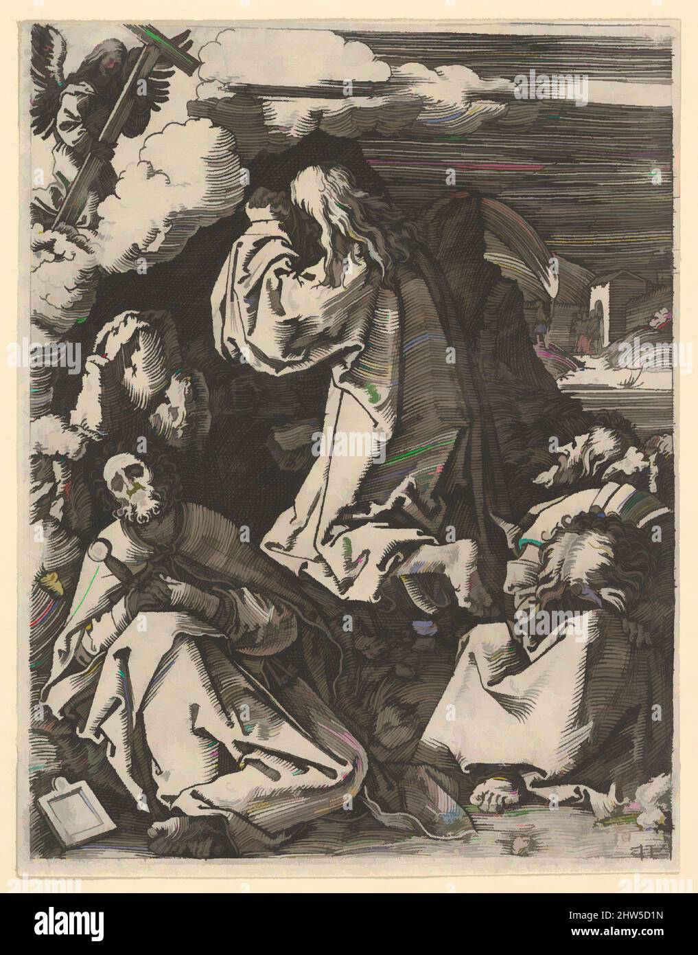 Art inspiré par le Christ priant sur le Mont des oliviers; soldats romains entrant par la porte du jardin en arrière-plan lointain, après Dürer, ca. 1500–1534, gravure ; troisième état de trois, feuille : 5 1/8 pouces × 4 po (13 × 10,1 cm), tirages, Marcantonio Raimondi (italien, Argini (?) env. 1480–avant 1534, les œuvres classiques modernisées par Artotop avec une touche de modernité. Formes, couleur et valeur, impact visuel accrocheur sur l'art émotions par la liberté d'œuvres d'art d'une manière contemporaine. Un message intemporel qui cherche une nouvelle direction créative. Artistes qui se tournent vers le support numérique et créent le NFT Artotop Banque D'Images