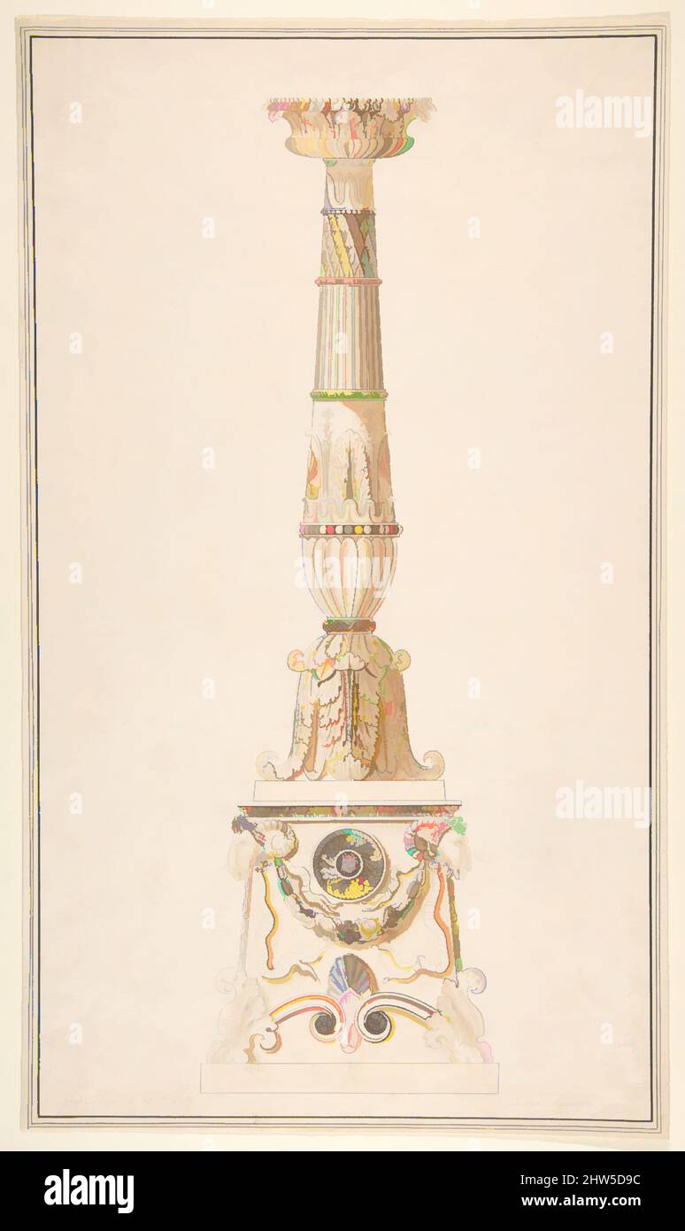 Art inspiré par Design for a Candetick, 1839, stylo et encre noire, brosse et lavage brun, Adolph-Jean Lavergne (français, 19th siècle, œuvres classiques modernisées par Artotop avec un peu de modernité. Formes, couleur et valeur, impact visuel accrocheur sur l'art émotions par la liberté d'œuvres d'art d'une manière contemporaine. Un message intemporel qui cherche une nouvelle direction créative. Artistes qui se tournent vers le support numérique et créent le NFT Artotop Banque D'Images