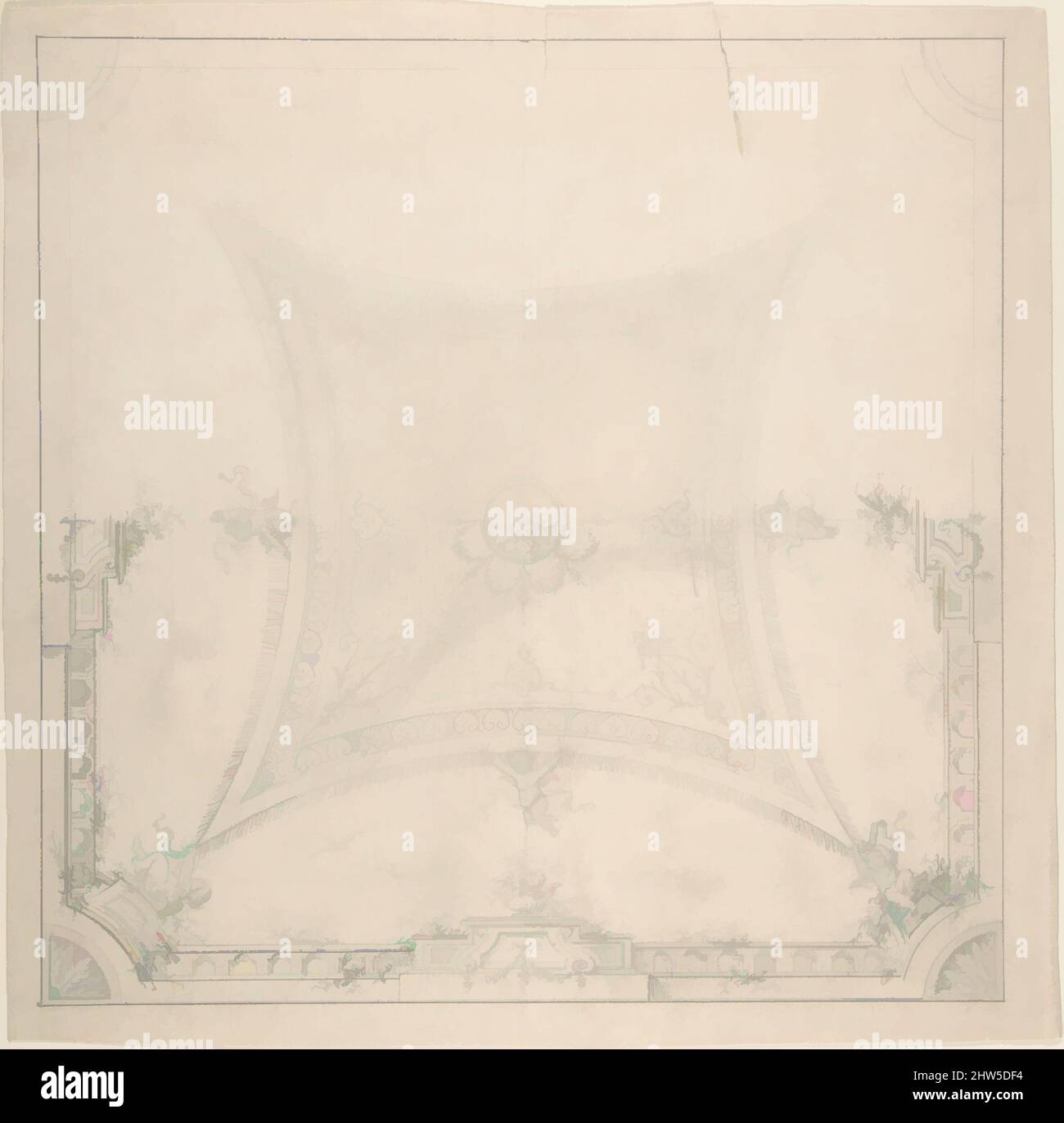 Art inspiré par Designs for Ceiling, 19th Century, Graphite, 12 1/2 x 12 5/16in. (31,8 x 31,2cm), dessins, Charles Monblond (français, 19th siècle, oeuvres classiques modernisées par Artotop avec une touche de modernité. Formes, couleur et valeur, impact visuel accrocheur sur l'art émotions par la liberté d'œuvres d'art d'une manière contemporaine. Un message intemporel qui cherche une nouvelle direction créative. Artistes qui se tournent vers le support numérique et créent le NFT Artotop Banque D'Images