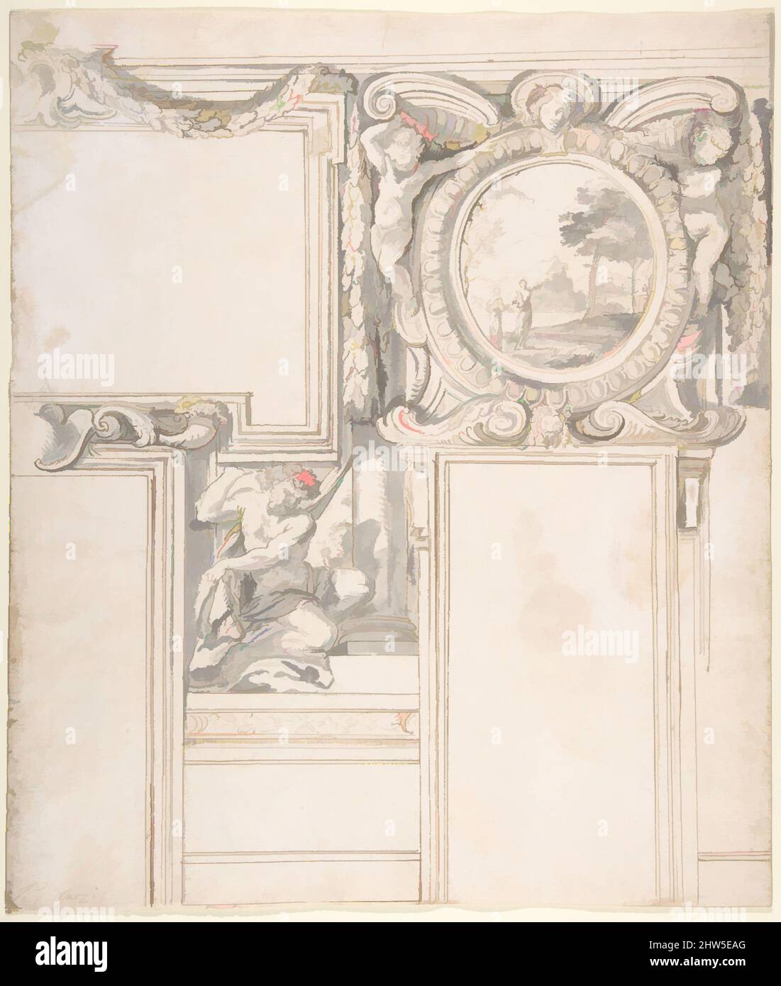 Art inspiré par le design mur élévation avec stuc et décorations peintes, 1708, stylo et encre brune avec lavage gris, 6-5/16 x 8-11/16 po. (16 x 22 cm), Luigi Garzi (Italien, Pistoia 1638–1721 Rome, oeuvres classiques modernisées par Artotop avec une touche de modernité. Formes, couleur et valeur, impact visuel accrocheur sur l'art émotions par la liberté d'œuvres d'art d'une manière contemporaine. Un message intemporel qui cherche une nouvelle direction créative. Artistes qui se tournent vers le support numérique et créent le NFT Artotop Banque D'Images