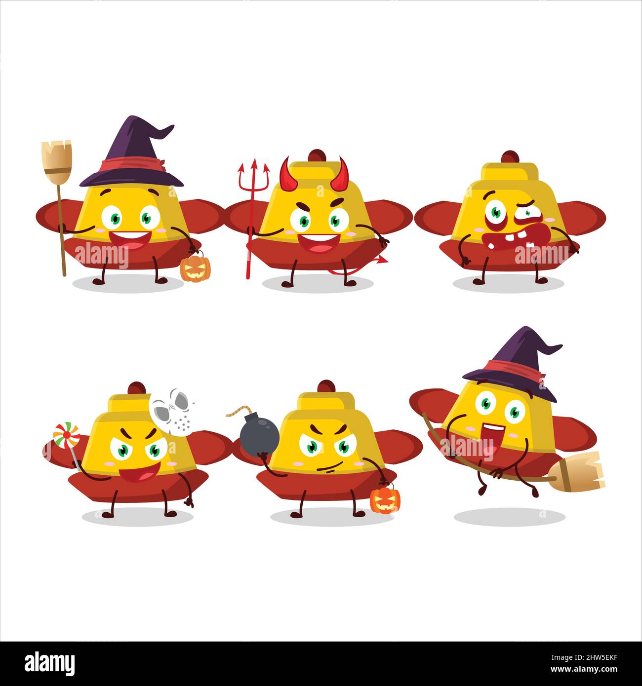 Émoticônes d'expression d'Halloween avec personnage de dessin animé de chapeau  chinois jaune. Illustration vectorielle Image Vectorielle Stock - Alamy