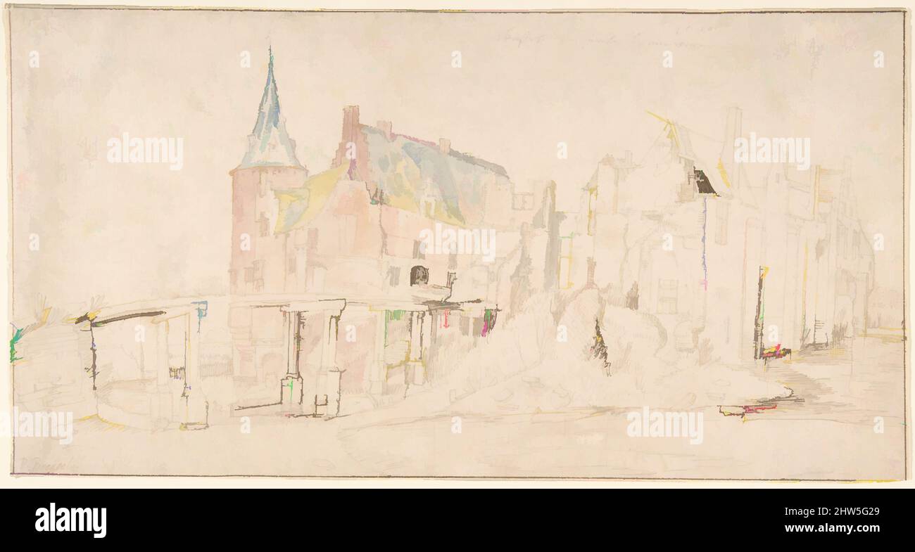 Art inspiré par les ruines du château de Merxem, près d'Anvers, 1610, encre stylo et brune avec des lavages roses, bleus, gris et jaunes, feuille: 6 1/2 x 12 5/16in. (16,5 x 31,2cm), dessins, Jan Brueghel The Elder (Netherlandish, Bruxelles 1568–1625 Anvers, œuvres classiques modernisées par Artotop avec une touche de modernité. Formes, couleur et valeur, impact visuel accrocheur sur l'art émotions par la liberté d'œuvres d'art d'une manière contemporaine. Un message intemporel qui cherche une nouvelle direction créative. Artistes qui se tournent vers le support numérique et créent le NFT Artotop Banque D'Images