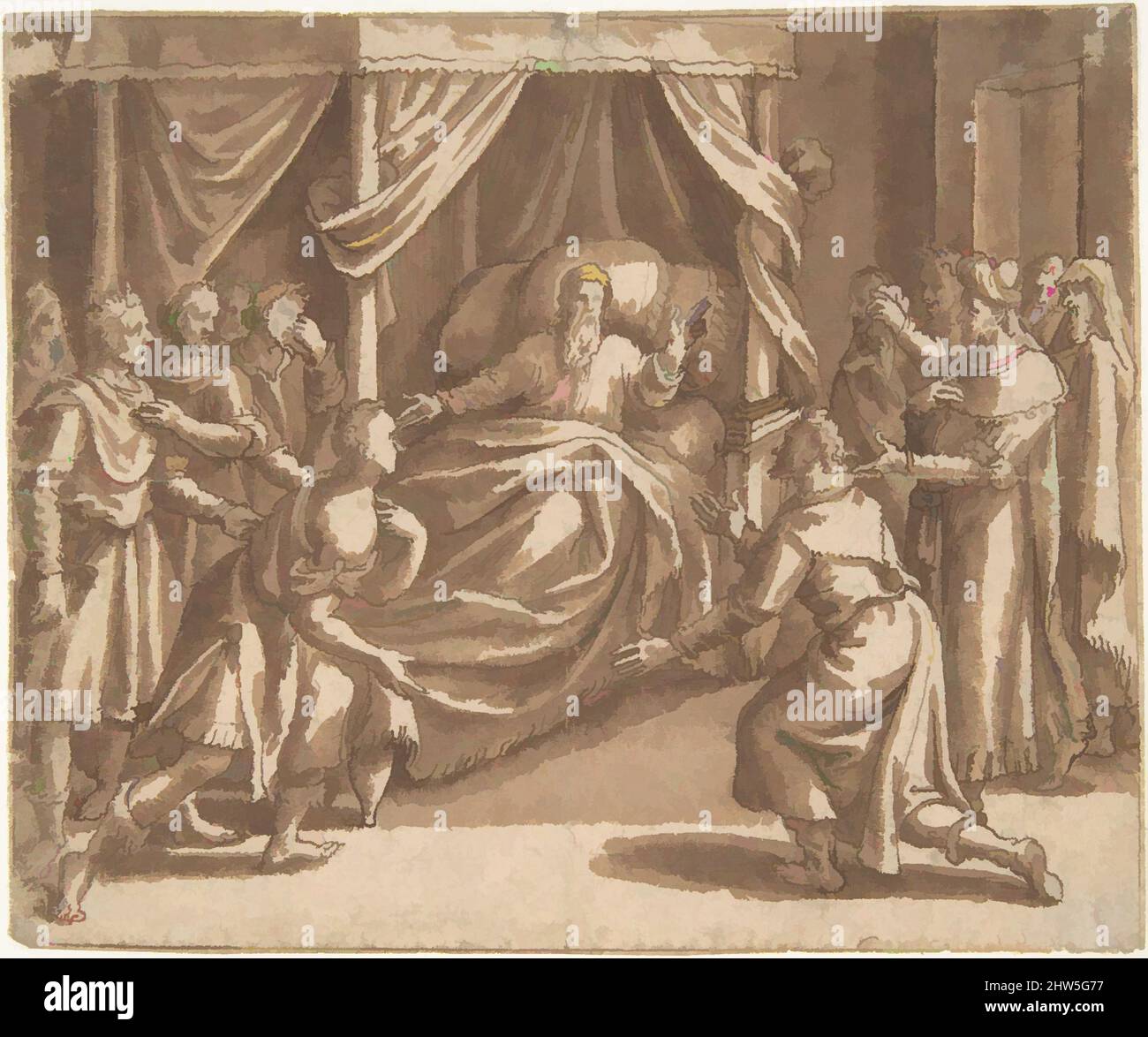 Art inspiré par Jacob Bénédiction, ses fils, fin 16th–milieu 17th siècle, stylo et encre brune, brosse et lavage brun. Lignes de cadrage à l'encre de stylo et brune. En retrait pour le transfert, feuille : 3 7/16 x 4 3/16 po. (8,8 x 10,6 cm), dessins, Adam van Noort (flamand, Anvers 1561–1641 Anvers, oeuvres classiques modernisées par Artotop avec une touche de modernité. Formes, couleur et valeur, impact visuel accrocheur sur l'art émotions par la liberté d'œuvres d'art d'une manière contemporaine. Un message intemporel qui cherche une nouvelle direction créative. Artistes qui se tournent vers le support numérique et créent le NFT Artotop Banque D'Images