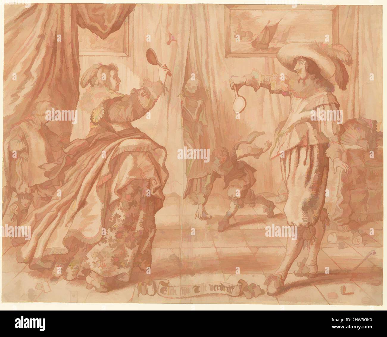 Art inspiré par chacun de ses passe-temps, 'Elck Sijn Tijt-Verdrijff', ca. 1632 (?), craie rouge; verso: Le dessin partiellement tracé en craie rouge-brun et lavage, feuille: 13 7/8 x 17 11/16 po. (35,2 x 44,9 cm), dessins, Adriaen van de Venne (néerlandais, Delft 1589–1662 la Haye, œuvres classiques modernisées par Artotop avec une touche de modernité. Formes, couleur et valeur, impact visuel accrocheur sur l'art émotions par la liberté d'œuvres d'art d'une manière contemporaine. Un message intemporel qui cherche une nouvelle direction créative. Artistes qui se tournent vers le support numérique et créent le NFT Artotop Banque D'Images