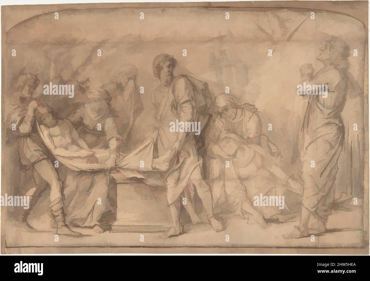 Art inspiré par l'Entombment, après Mantegna, 17th siècle, stylo et encre brune, lavage brun, sur les lignes préliminaires en craie rouge, rehaussé de blanc sur papier japonais., feuille: 10 1/2 x 15 3/8 po. (26,7 x 39 cm), dessins, École de Rembrandt (Rembrandt van Rijn) (néerlandais, Leiden 1606–, œuvres classiques modernisées par Artotop avec une touche de modernité. Formes, couleur et valeur, impact visuel accrocheur sur l'art émotions par la liberté d'œuvres d'art d'une manière contemporaine. Un message intemporel qui cherche une nouvelle direction créative. Artistes qui se tournent vers le support numérique et créent le NFT Artotop Banque D'Images Art inspiré par l'Entombment, après Mantegna, 17th siècle, stylo et encre brune, lavage brun, sur les lignes préliminaires en craie rouge, rehaussé de blanc sur papier japonais., feuille: 10 1/2 x 15 3/8 po. (26,7 x 39 cm), dessins, École de Rembrandt (Rembrandt van Rijn) (néerlandais, Leiden 1606–, œuvres classiques modernisées par Artotop avec une touche de modernité. Formes, couleur et valeur, impact visuel accrocheur sur l'art émotions par la liberté d'œuvres d'art d'une manière contemporaine. Un message intemporel qui cherche une nouvelle direction créative. Artistes qui se tournent vers le support numérique et créent le NFT Artotop Banque D'Images