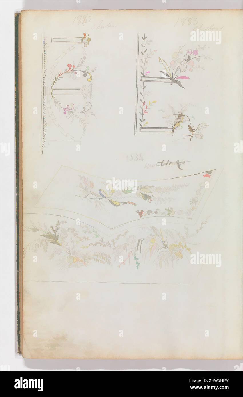 Art inspiré par Scrapbook of Designs for brodered gilets, (1785), stylo et encre, total: 15 3/8 x 10 7/16 po. (39 x 26,5 cm, œuvres classiques modernisées par Artotop avec une touche de modernité. Formes, couleur et valeur, impact visuel accrocheur sur l'art émotions par la liberté d'œuvres d'art d'une manière contemporaine. Un message intemporel qui cherche une nouvelle direction créative. Artistes qui se tournent vers le support numérique et créent le NFT Artotop Banque D'Images