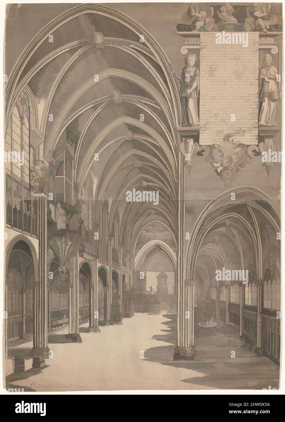 Art inspiré par la vue intérieure de la cathédrale de Strasbourg, 1617, gravure, feuille : 20 3/16 x 14 1/4 po. (51,2 x 36,2 cm), tirages, attribués à Isaak Brun, œuvres classiques modernisées par Artotop avec une touche de modernité. Formes, couleur et valeur, impact visuel accrocheur sur l'art émotions par la liberté d'œuvres d'art d'une manière contemporaine. Un message intemporel qui cherche une nouvelle direction créative. Artistes qui se tournent vers le support numérique et créent le NFT Artotop Banque D'Images