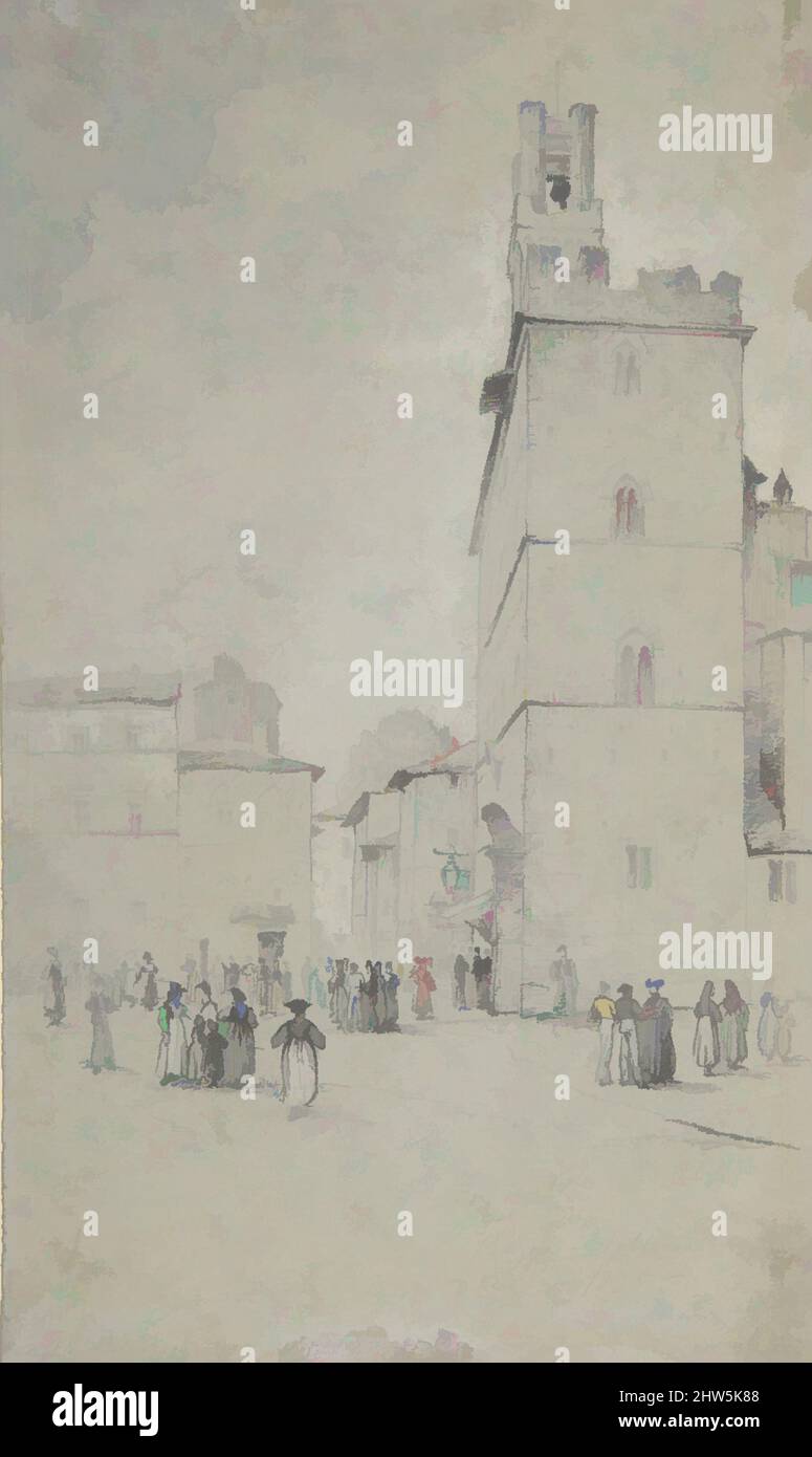 Art inspiré par le Palazzo dei priori, Volterra, 1835, graphite noir, rehaussé de blanc sur papier bleu, feuille: 9 7/16 x 5 5/8 po. (24 x 14,3 cm), dessins, David Roberts (britannique, Stockbridge, Écosse 1796–1864 Londres, Œuvres classiques modernisées par Artotop avec une touche de modernité. Formes, couleur et valeur, impact visuel accrocheur sur l'art émotions par la liberté d'œuvres d'art d'une manière contemporaine. Un message intemporel qui cherche une nouvelle direction créative. Artistes qui se tournent vers le support numérique et créent le NFT Artotop Banque D'Images