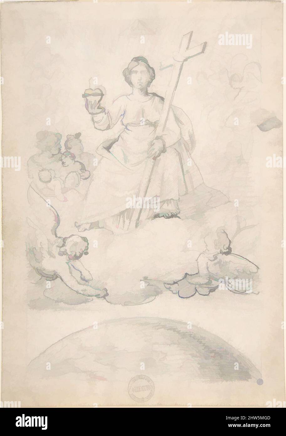 Art inspiré par la Vierge du Sacré coeur, ca. 1820, Graphite sur papier (filigrane : J Whatman/Turkey Mill/1, feuille : 8 7/8 x 6 3/16 po. (22,5 x 15,7 cm), dessins, Théodore Gericault (français, Rouen 1791–1824 Paris, oeuvres classiques modernisées par Artotop avec une touche de modernité. Formes, couleur et valeur, impact visuel accrocheur sur l'art émotions par la liberté d'œuvres d'art d'une manière contemporaine. Un message intemporel qui cherche une nouvelle direction créative. Artistes qui se tournent vers le support numérique et créent le NFT Artotop Banque D'Images