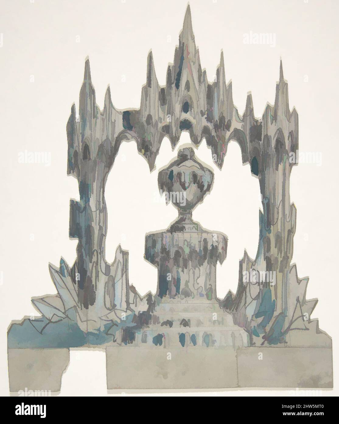 Art inspiré par le Design for a Stage à l'Opéra, Paris, 1830–90, aquarelle, sur graphite, Feuille irrégulière : 9 3/16 x 12 1/2 po. (23,4 x 31,7 cm), dessins, Eugène Cicéri (français, Paris 1813–1890 Fontainebleau, oeuvres classiques modernisées par Artotop avec une touche de modernité. Formes, couleur et valeur, impact visuel accrocheur sur l'art émotions par la liberté d'œuvres d'art d'une manière contemporaine. Un message intemporel qui cherche une nouvelle direction créative. Artistes qui se tournent vers le support numérique et créent le NFT Artotop Banque D'Images