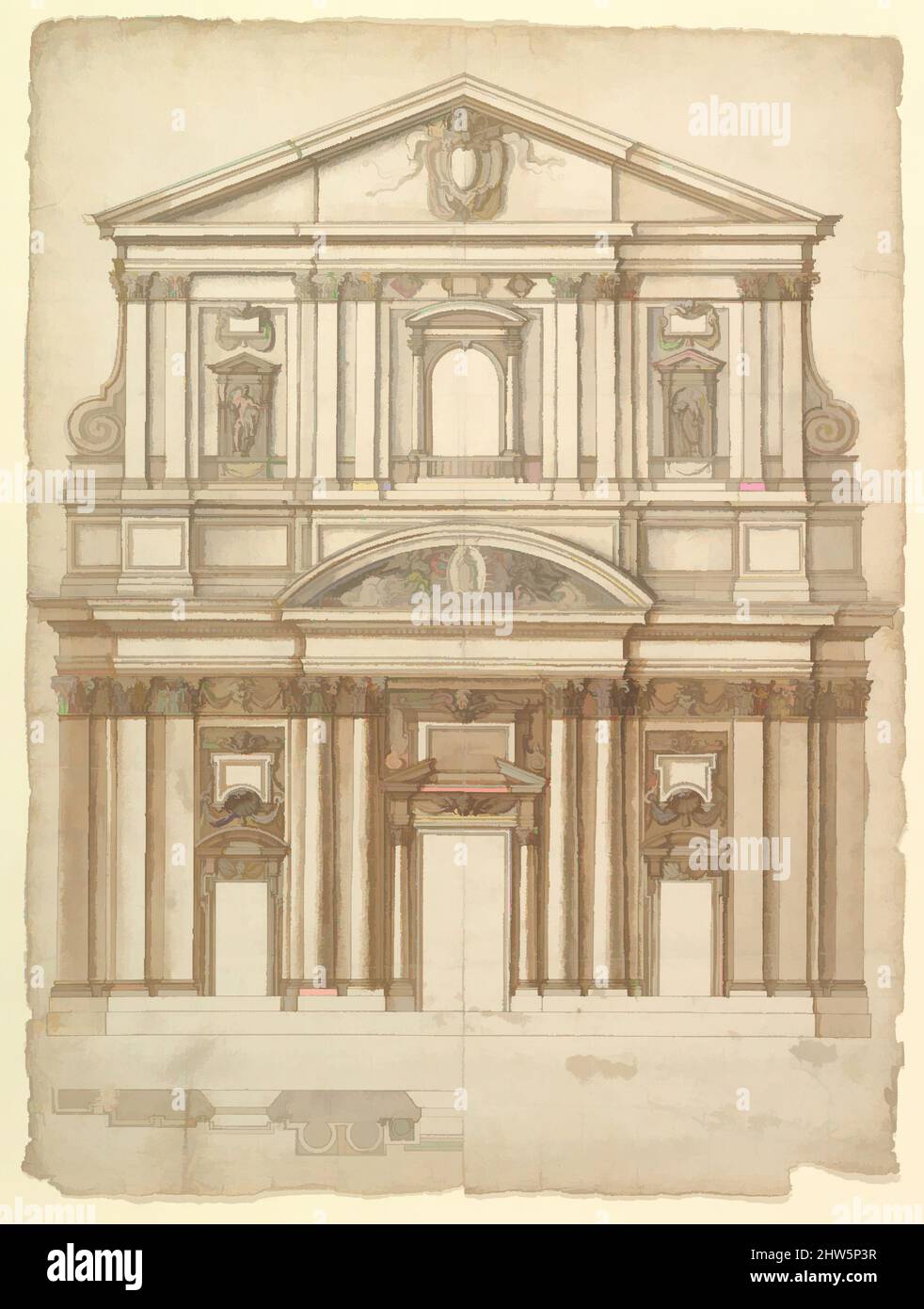 Art inspiré par Santa Maria à Vallicella, élévation; plan (recto) vierge (verso), fin du 16th siècle, encre marron foncé, craie noire, et lignes incisées, feuille : 23 1/8 x 17 1/8 po (58,7 x 43,5 cm), dessins, oeuvres classiques modernisées par Artotop avec une touche de modernité. Formes, couleur et valeur, impact visuel accrocheur sur l'art émotions par la liberté d'œuvres d'art d'une manière contemporaine. Un message intemporel qui cherche une nouvelle direction créative. Artistes qui se tournent vers le support numérique et créent le NFT Artotop Banque D'Images