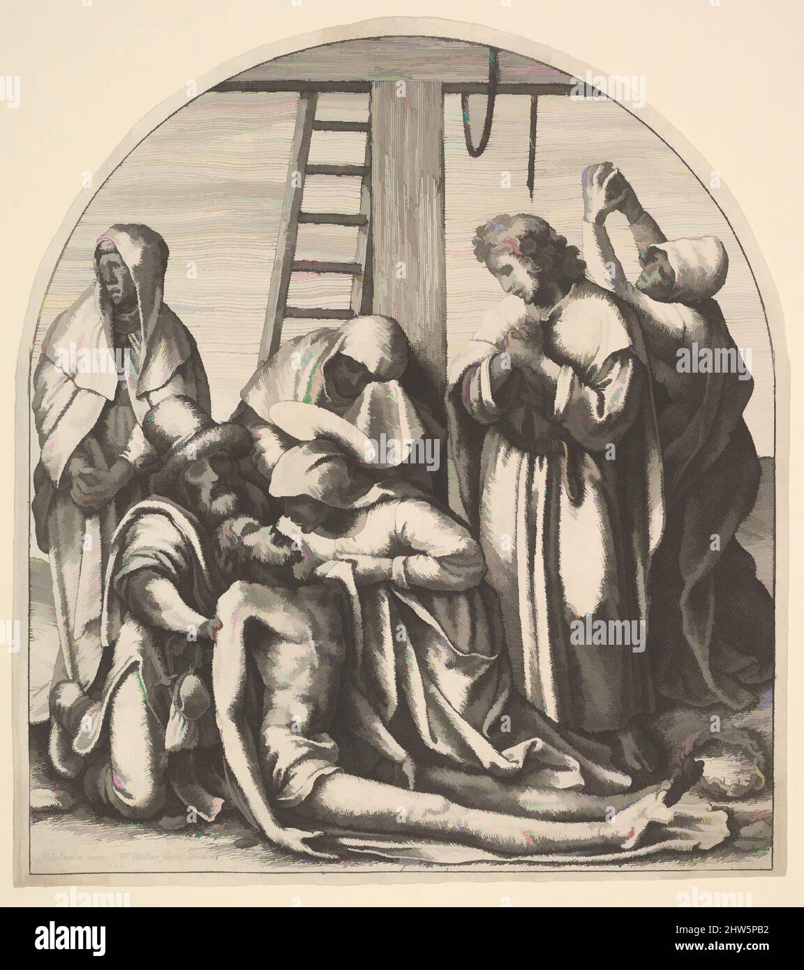 Art inspiré par Descent de la croix, après Holbein, 1640, Etching, seul état, 7 3/4 x 6 7/8 po (19,7 x 17,5 cm), estampes, Venceslaus Hollar (Bohemian, Prague 1607–1677 Londres), d'après Hans Holbein le plus jeune (Allemand, Augsbourg 1497/98–1543 Londres), descente de la Croix; Joseph of, œuvres classiques modernisées par Artotop avec une touche de modernité. Formes, couleur et valeur, impact visuel accrocheur sur l'art émotions par la liberté d'œuvres d'art d'une manière contemporaine. Un message intemporel qui cherche une nouvelle direction créative. Artistes qui se tournent vers le support numérique et créent le NFT Artotop Banque D'Images