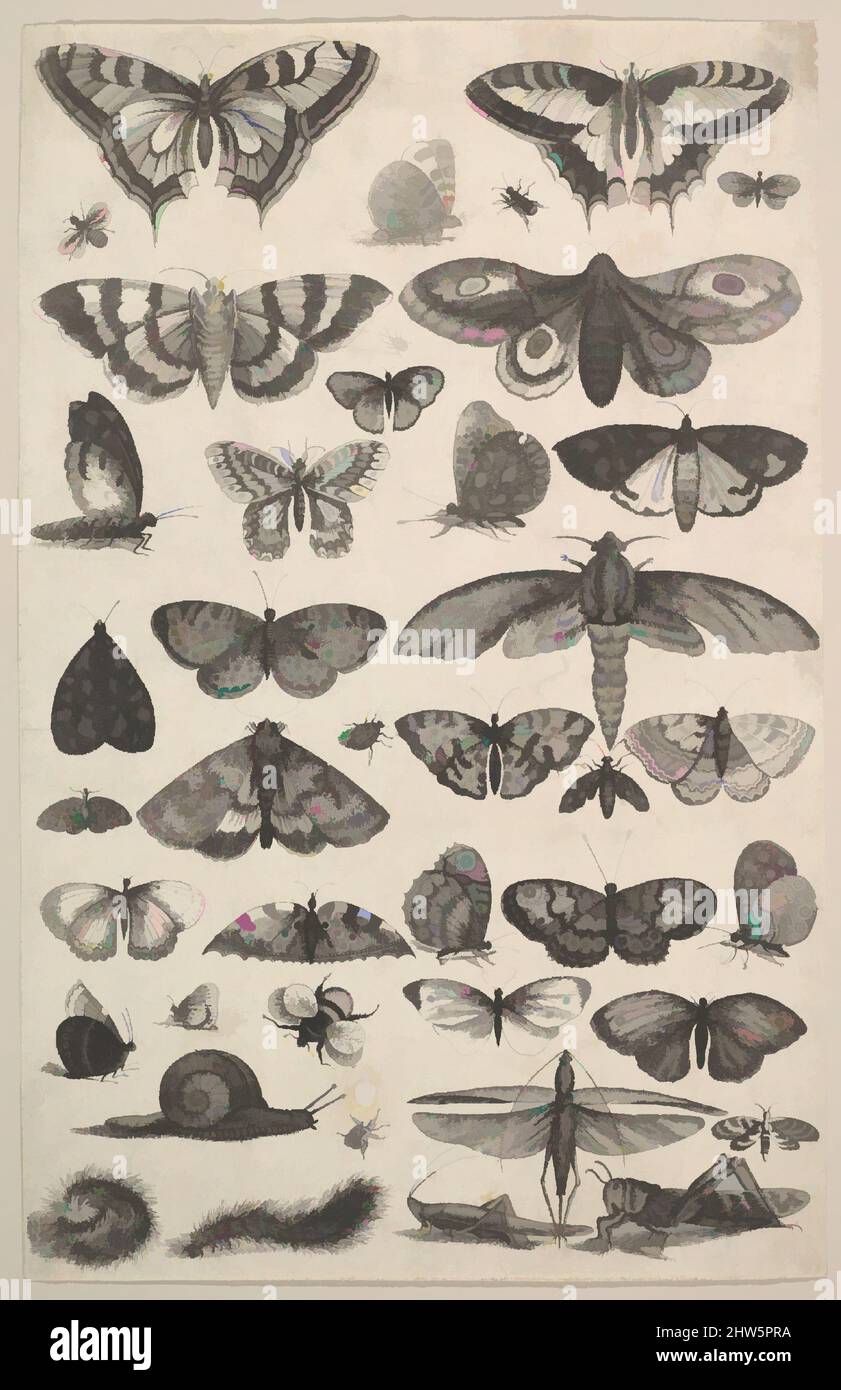 Art inspiré par quarante et un insectes, y compris les papillons et les papillons, 1625–77, Etching; état unique, plaque: 13 5/16 × 8 1/2 po. (33,8 × 21,6 cm), estampes, Venceslaus Hollar (Bohemian, Prague 1607–1677 Londres), quarante et un insectes, Comprenant des papillons et des papillons, les œuvres classiques modernisées par Artotop avec une touche de modernité. Formes, couleur et valeur, impact visuel accrocheur sur l'art émotions par la liberté d'œuvres d'art d'une manière contemporaine. Un message intemporel qui cherche une nouvelle direction créative. Artistes qui se tournent vers le support numérique et créent le NFT Artotop Banque D'Images