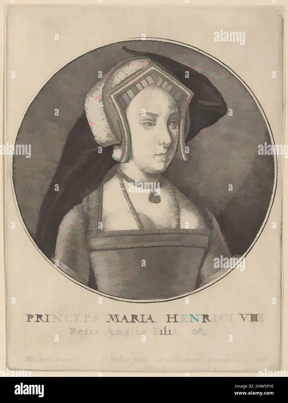 Art inspiré par les princeps Maria Henrici VIII Regis Angliæ filia, 1647, Etching; premier état de quatre, feuille: 5 9/16 x 4 1/4 po. (14,1 x 10,8 cm), tirages, d'après Hans Holbein le plus jeune (allemand, Augsbourg 1497/98–1543 Londres), d'après un Hans Holbein le plus jeune rond-point de portrait anciennement dans, oeuvres classiques modernisées par Artotop avec un peu de modernité. Formes, couleur et valeur, impact visuel accrocheur sur l'art émotions par la liberté d'œuvres d'art d'une manière contemporaine. Un message intemporel qui cherche une nouvelle direction créative. Artistes qui se tournent vers le support numérique et créent le NFT Artotop Banque D'Images