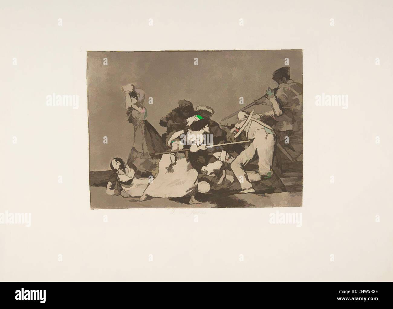 Art inspiré par la planche 5 de 'les désastres de la guerre' (Los Desastres de la Guerra): Et ils sont comme des bêtes sauvages (y son fieras), 1810 ( publié en 1863), Etching, l'aquatint bruni et le point sec, plaque: 6 in. × 8 1/8 po (15,2 × 20,7 cm), Prints, Goya (Francisco de Goya y Lucientes) (, oeuvres classiques modernisées par Artotop avec un peu de modernité. Formes, couleur et valeur, impact visuel accrocheur sur l'art émotions par la liberté d'œuvres d'art d'une manière contemporaine. Un message intemporel qui cherche une nouvelle direction créative. Artistes qui se tournent vers le support numérique et créent le NFT Artotop Banque D'Images