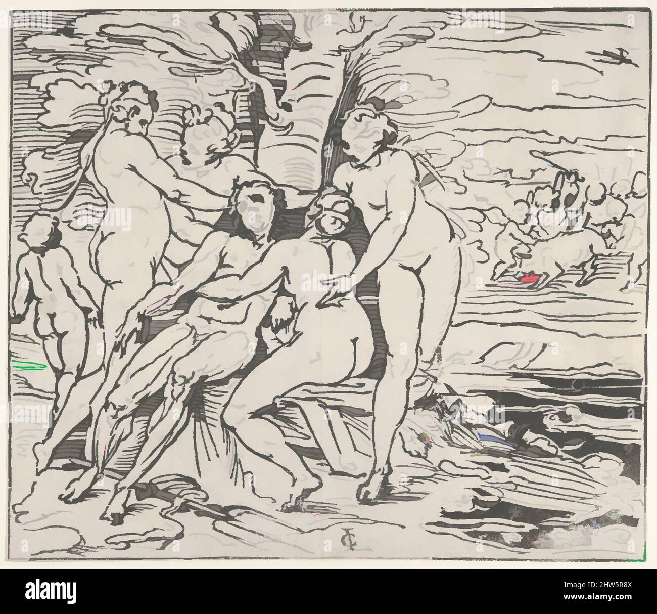 Art inspiré par Vénus et les nymphes qui déplorent la mort d'Adonis, 1560–65, coupe de bois, image : 10 1/16 × 11 5/8 po. (25,5 × 29,5 cm), impressions, Luca Cambiaso (Italien, Moneglia 1527–1585 Madrid), Cambiaso a représenté l'histoire de Vénus et d'Adonis dans nombre de ses peintures et dessins. A, Classic œuvres modernisées par Artotop avec une touche de modernité. Formes, couleur et valeur, impact visuel accrocheur sur l'art émotions par la liberté d'œuvres d'art d'une manière contemporaine. Un message intemporel qui cherche une nouvelle direction créative. Artistes qui se tournent vers le support numérique et créent le NFT Artotop Banque D'Images