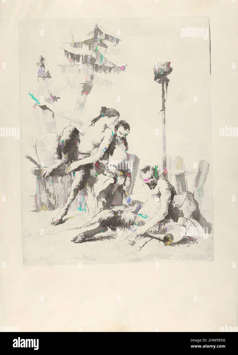 Art inspiré par la famille Satyr (Pan et sa famille), du Scherzi, ca. 1743–50, Décapage, feuille : 13 1/2 x 10 3/8 po. (34,3 x 26,3 cm), Prints, Giovanni Battista Tiepolo (italien, Venise 1696–1770 Madrid), Tiepolo qui était célèbre pour ses fresques lumineuses peuplées par des dieux Olympiens et, les œuvres classiques modernisées par Artotop avec une touche de modernité. Formes, couleur et valeur, impact visuel accrocheur sur l'art émotions par la liberté d'œuvres d'art d'une manière contemporaine. Un message intemporel qui cherche une nouvelle direction créative. Artistes qui se tournent vers le support numérique et créent le NFT Artotop Banque D'Images