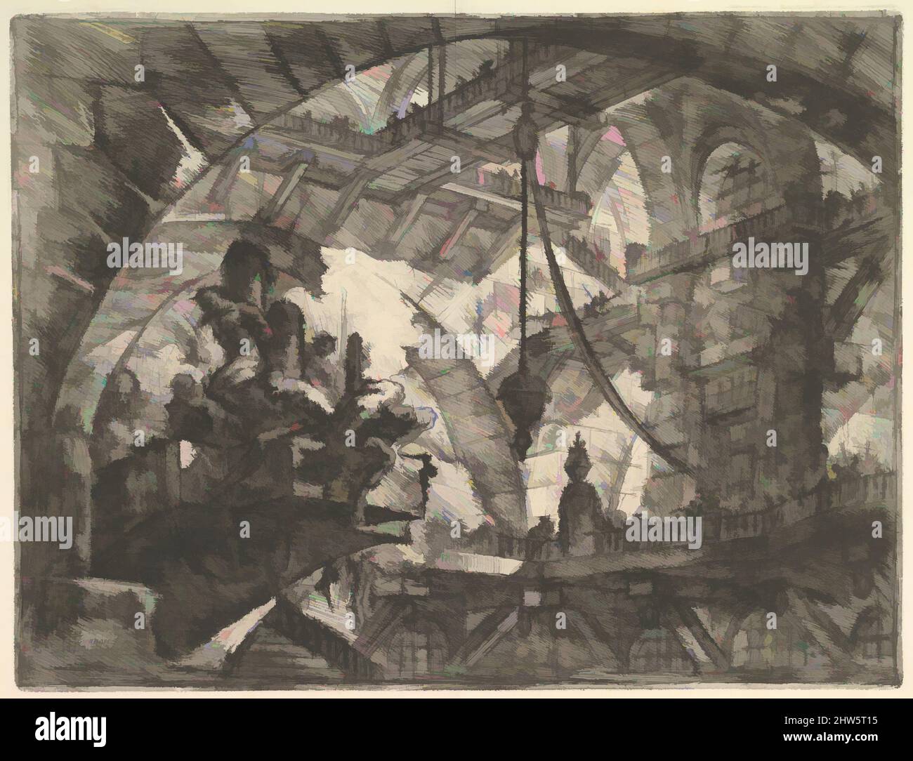 Art inspiré par les prisonniers sur une plate-forme de projection, de Carceri d'invenzione (prisons imaginaires), ca. 1749–50, décapage, gravure, teinte de soufre ou morsure ouverte, brunissage; premier état de quatre (Robison), feuille : 19 1/2 x 25 3/16 po. (49,5 x 64 cm), gravures, Giovanni Battista Piranesi (, œuvres classiques modernisées par Artotop avec une touche de modernité. Formes, couleur et valeur, impact visuel accrocheur sur l'art émotions par la liberté d'œuvres d'art d'une manière contemporaine. Un message intemporel qui cherche une nouvelle direction créative. Artistes qui se tournent vers le support numérique et créent le NFT Artotop Banque D'Images