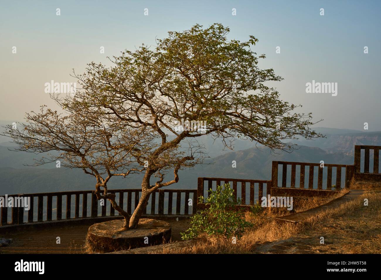 Une vue panoramique sur les collines de Sahyadri chaînes de ghats de l'ouest de mahadevgad, Amboli, Maharashtra, Inde. Banque D'Images