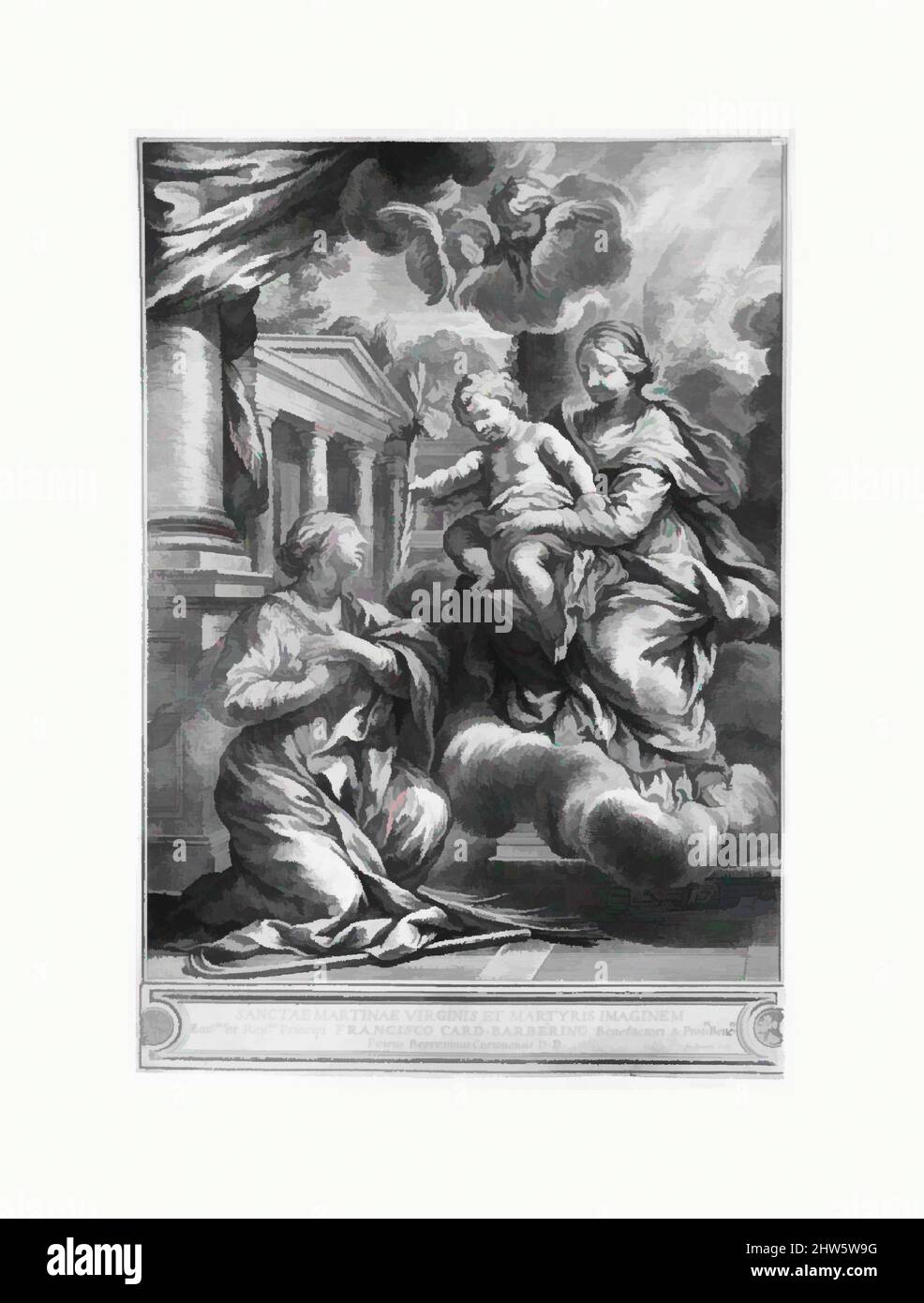 Art inspiré par Saint Martina s'agenouillant devant la Vierge et l'enfant, comme l'enfant lui offre un nénuphar, ca. 1664–79, gravure, feuille : 13 3/4 × 9 7/16 po. (35 × 24 cm), estampes, François Spierre (français, Nancy 1639–1681 Marseille), d'après Pietro da Cortona (Pietro Berrettini) (italien, œuvres classiques modernisées par Artotop avec une touche de modernité. Formes, couleur et valeur, impact visuel accrocheur sur l'art émotions par la liberté d'œuvres d'art d'une manière contemporaine. Un message intemporel qui cherche une nouvelle direction créative. Artistes qui se tournent vers le support numérique et créent le NFT Artotop Banque D'Images