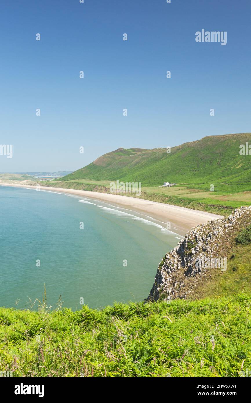 Rhossili Bay, la péninsule de Gower, Swansea, Pays de Galles, Royaume-Uni Banque D'Images