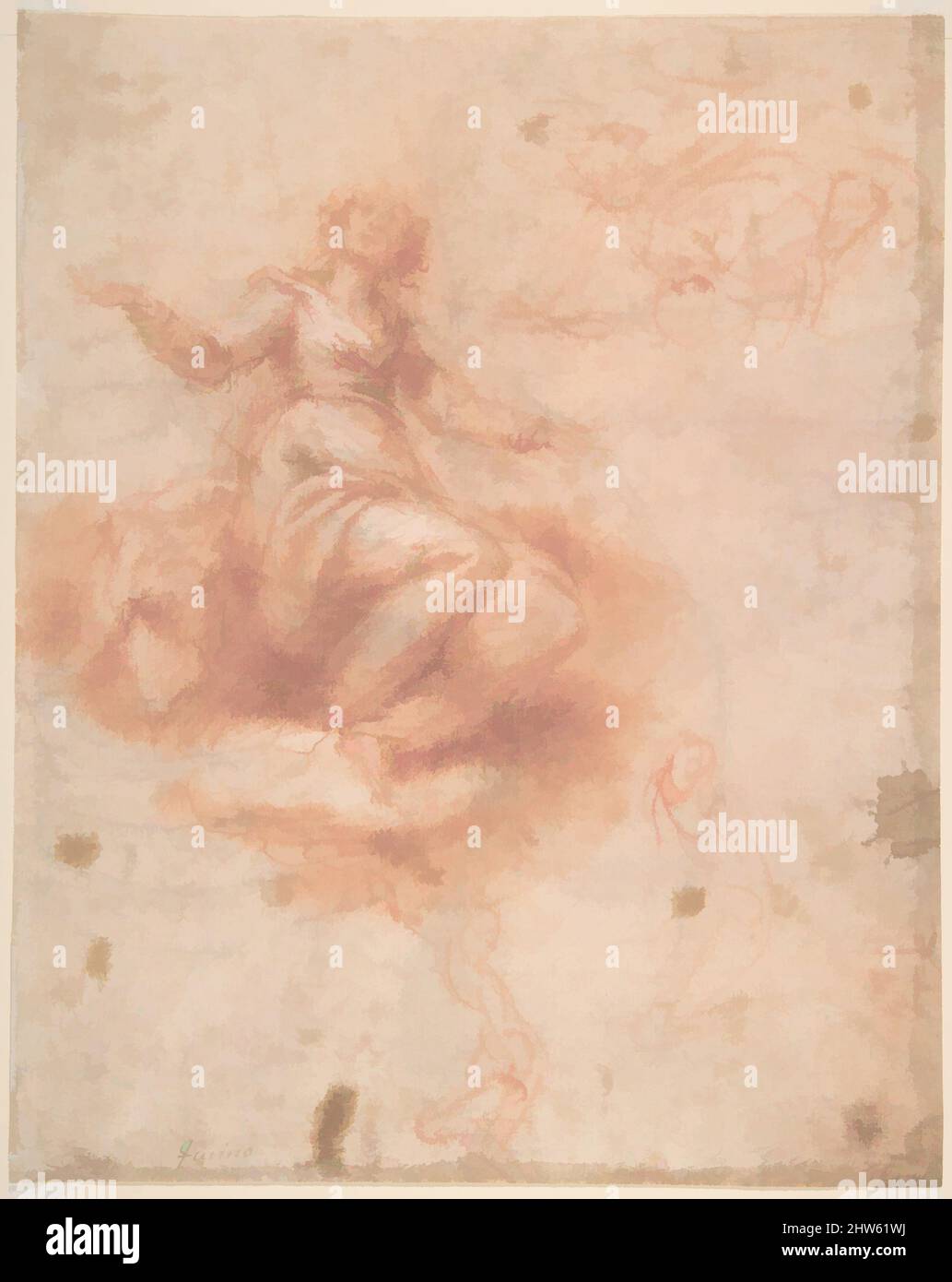 Art inspiré par la jeune femme sur un nuage avec trois figures (recto); Etudes d'un vieil homme et d'une main (verso), 17th siècle, craie rouge, mise en évidence de craie blanche, feuille: 9 9/16 x 7 5/8 po. (24,3 x 19,4 cm), dessins, Francesco Furini (italien, Florence 1603–1646 Florence), ce double, Œuvres classiques modernisées par Artotop avec une touche de modernité. Formes, couleur et valeur, impact visuel accrocheur sur l'art émotions par la liberté d'œuvres d'art d'une manière contemporaine. Un message intemporel qui cherche une nouvelle direction créative. Artistes qui se tournent vers le support numérique et créent le NFT Artotop Banque D'Images