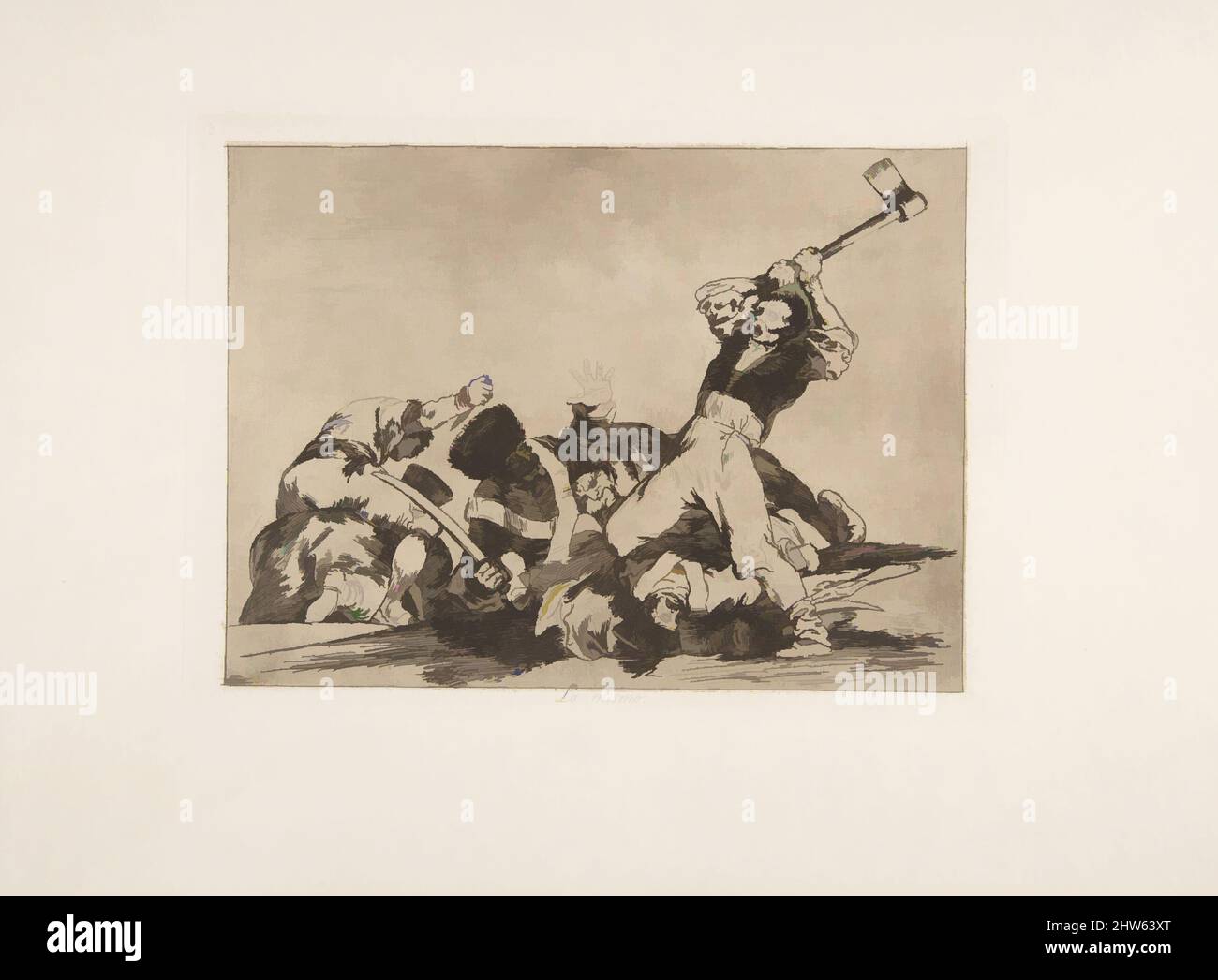 Art inspiré de la même (Lo mismo), des désastres de la guerre (Los Desastres de la Guerra), planche 3, 1810 ( publié en 1863), Etching, lavis, Drypoint, burin et burnisher, Plaque : 6 1/4 × 8 9/16 po (15,8 × 21,8 cm), Prints, Goya (Francisco de Goya y Lucientes) (Espagnol, Fuendetodos, oeuvres classiques modernisées par Artotop avec une touche de modernité. Formes, couleur et valeur, impact visuel accrocheur sur l'art émotions par la liberté d'œuvres d'art d'une manière contemporaine. Un message intemporel qui cherche une nouvelle direction créative. Artistes qui se tournent vers le support numérique et créent le NFT Artotop Banque D'Images