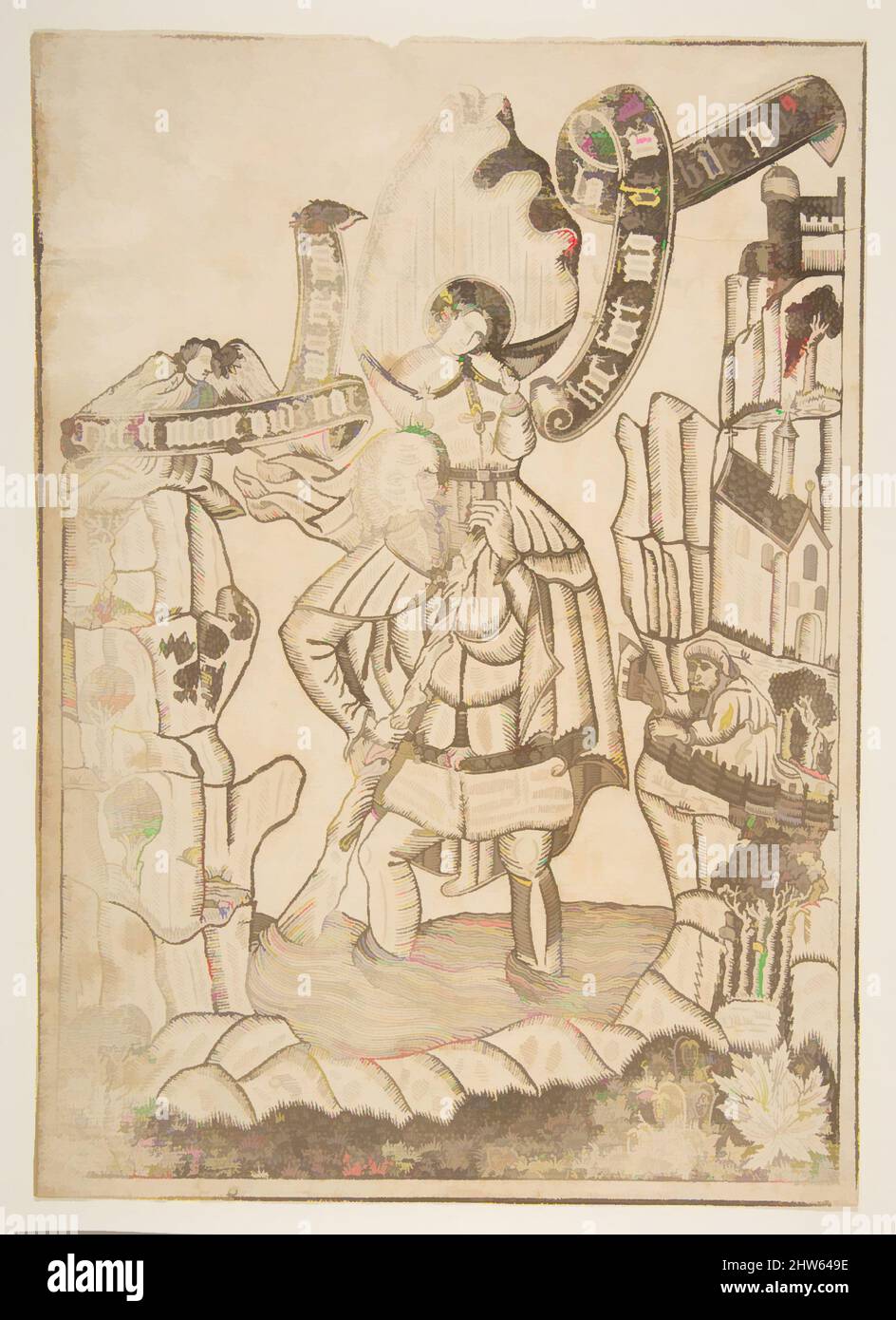 Art inspiré par Saint Christopher, probablement 16th siècle, Woodcut, feuille: 10 7/8 x 7 3/4 po. (27,7 x 19,7 cm), tirages, anonymes, allemand, 19th siècle, Œuvres classiques modernisées par Artotop avec une touche de modernité. Formes, couleur et valeur, impact visuel accrocheur sur l'art émotions par la liberté d'œuvres d'art d'une manière contemporaine. Un message intemporel qui cherche une nouvelle direction créative. Artistes qui se tournent vers le support numérique et créent le NFT Artotop Banque D'Images