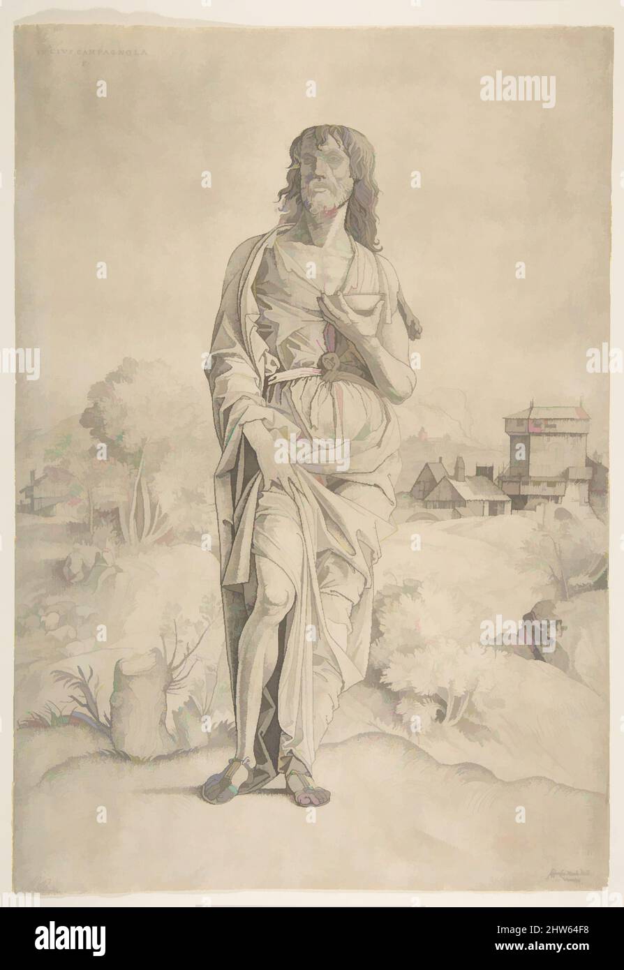 Art inspiré par Saint Jean-Baptiste debout dans le paysage, les figures et les bâtiments dans l'arrière-groupe, ca. 1505–10, gravure, feuille (découpée sur plaque) : 13 9/16 × 9 7/16 po. (34,5 × 24 cm), tirages, Giulio Campagnola (italien, Padoue ca. 1482 environ 1515/18 Venise), Design de paysage, oeuvres classiques modernisées par Artotop avec une touche de modernité. Formes, couleur et valeur, impact visuel accrocheur sur l'art émotions par la liberté d'œuvres d'art d'une manière contemporaine. Un message intemporel qui cherche une nouvelle direction créative. Artistes qui se tournent vers le support numérique et créent le NFT Artotop Banque D'Images Art inspiré par Saint Jean-Baptiste debout dans le paysage, les figures et les bâtiments dans l'arrière-groupe, ca. 1505–10, gravure, feuille (découpée sur plaque) : 13 9/16 × 9 7/16 po. (34,5 × 24 cm), tirages, Giulio Campagnola (italien, Padoue ca. 1482 environ 1515/18 Venise), Design de paysage, oeuvres classiques modernisées par Artotop avec une touche de modernité. Formes, couleur et valeur, impact visuel accrocheur sur l'art émotions par la liberté d'œuvres d'art d'une manière contemporaine. Un message intemporel qui cherche une nouvelle direction créative. Artistes qui se tournent vers le support numérique et créent le NFT Artotop Banque D'Images