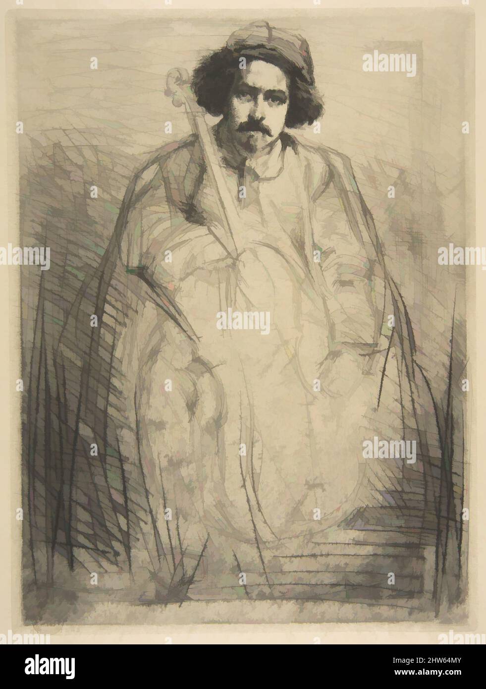 Art inspiré par Becquet (J. Becquet, Sculpteur), 1859, décapage et point sec; sixième état de six (Glasgow); imprimé à l'encre noire sur tissu ivoire Japon, plaque: 10 po. × 7 1/2 po (25,4 × 19 cm), Prints, James McNeill Whistler (American, Lowell, Massachusetts 1834–1903 London, Classic œuvres modernisées par Artotop avec une touche de modernité. Formes, couleur et valeur, impact visuel accrocheur sur l'art émotions par la liberté d'œuvres d'art d'une manière contemporaine. Un message intemporel qui cherche une nouvelle direction créative. Artistes qui se tournent vers le support numérique et créent le NFT Artotop Banque D'Images