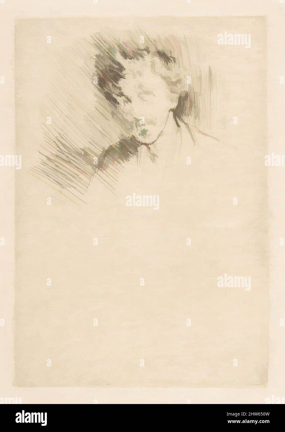 Art inspiré par Whistler avec le White Lock, 1879, gravure et point sec; seul état (Glasgow); imprimé à l'encre noire sur tissu ivoire Japon, plaque : 4 5/8 x 3 3/16 po. (11,7 x 8,1 cm), Prints, James McNeill Whistler (American, Lowell, Massachusetts 1834–1903 London, Classic œuvres modernisées par Artotop avec une touche de modernité. Formes, couleur et valeur, impact visuel accrocheur sur l'art émotions par la liberté d'œuvres d'art d'une manière contemporaine. Un message intemporel qui cherche une nouvelle direction créative. Artistes qui se tournent vers le support numérique et créent le NFT Artotop Banque D'Images