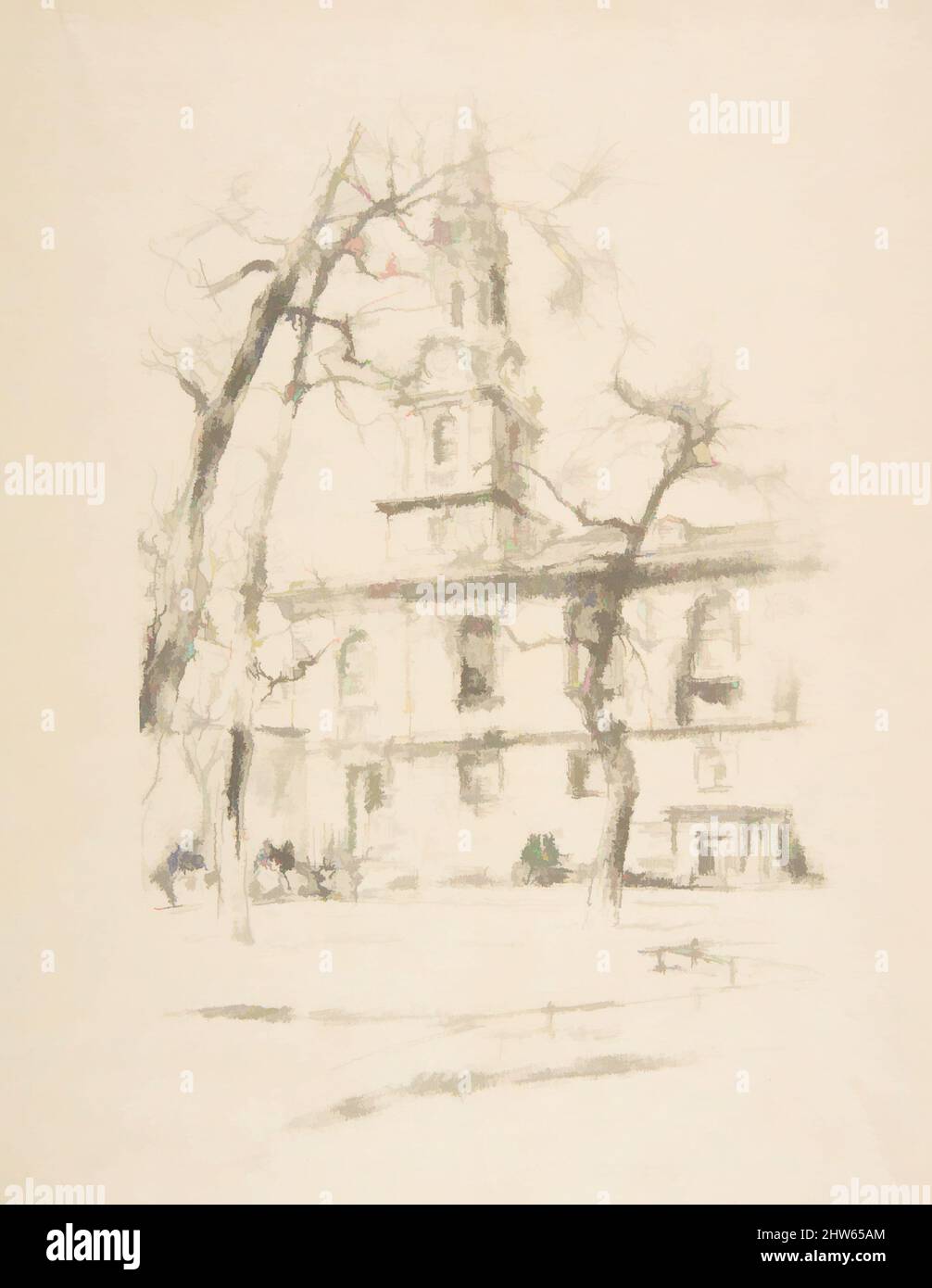 Art inspiré par Saint-Giles-dans-les-champs, 1896, lithographie de transfert avec trébuchement, tiré sur papier de transfert blanc avec une texture de pierre grenée; seul état (Chicago) probablement imprimé posthume par Goulding; imprimé à l'encre noire sur le Japon mince finement couchée, image: 8 9/16 × 5 9/16 po. (21,7, œuvres classiques modernisées par Artotop avec une touche de modernité. Formes, couleur et valeur, impact visuel accrocheur sur l'art émotions par la liberté d'œuvres d'art d'une manière contemporaine. Un message intemporel qui cherche une nouvelle direction créative. Artistes qui se tournent vers le support numérique et créent le NFT Artotop Banque D'Images