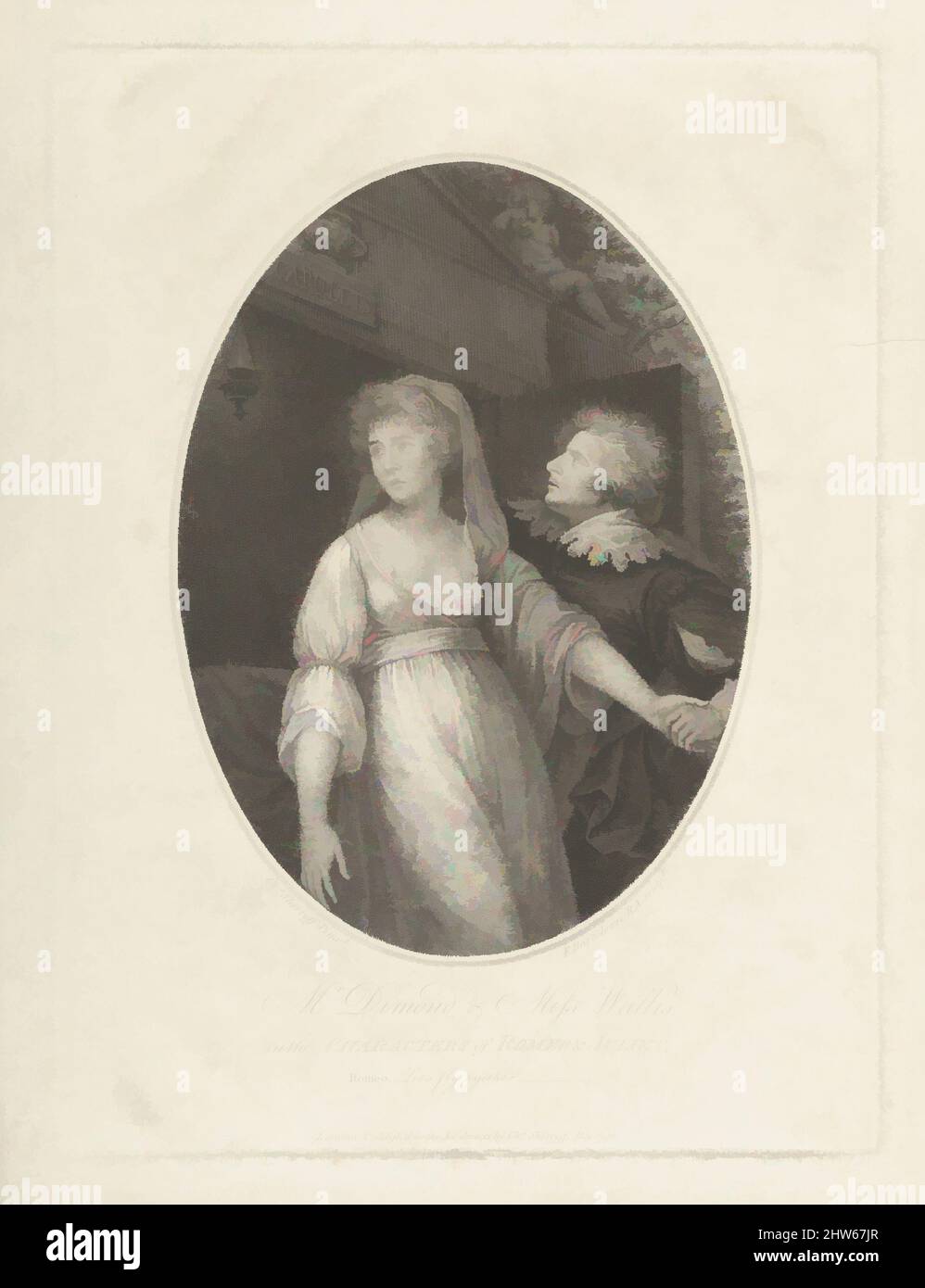 Art inspiré par M. Dimond et Mlle Wallis dans les personnages de Roméo et Juliette, 1 mai 1796, gravure et gravure, imprimé à l'encre brune; troisième état de trois, image: 7 5/16 x 5 5/16 po. (18,6 x 13,5 cm), estampes, d'après Charles Shirreff (Britannique, Édimbourg, env. 1750 environ 1831 Bath), The, Classic œuvres modernisées par Artotop avec une touche de modernité. Formes, couleur et valeur, impact visuel accrocheur sur l'art émotions par la liberté d'œuvres d'art d'une manière contemporaine. Un message intemporel qui cherche une nouvelle direction créative. Artistes qui se tournent vers le support numérique et créent le NFT Artotop Banque D'Images