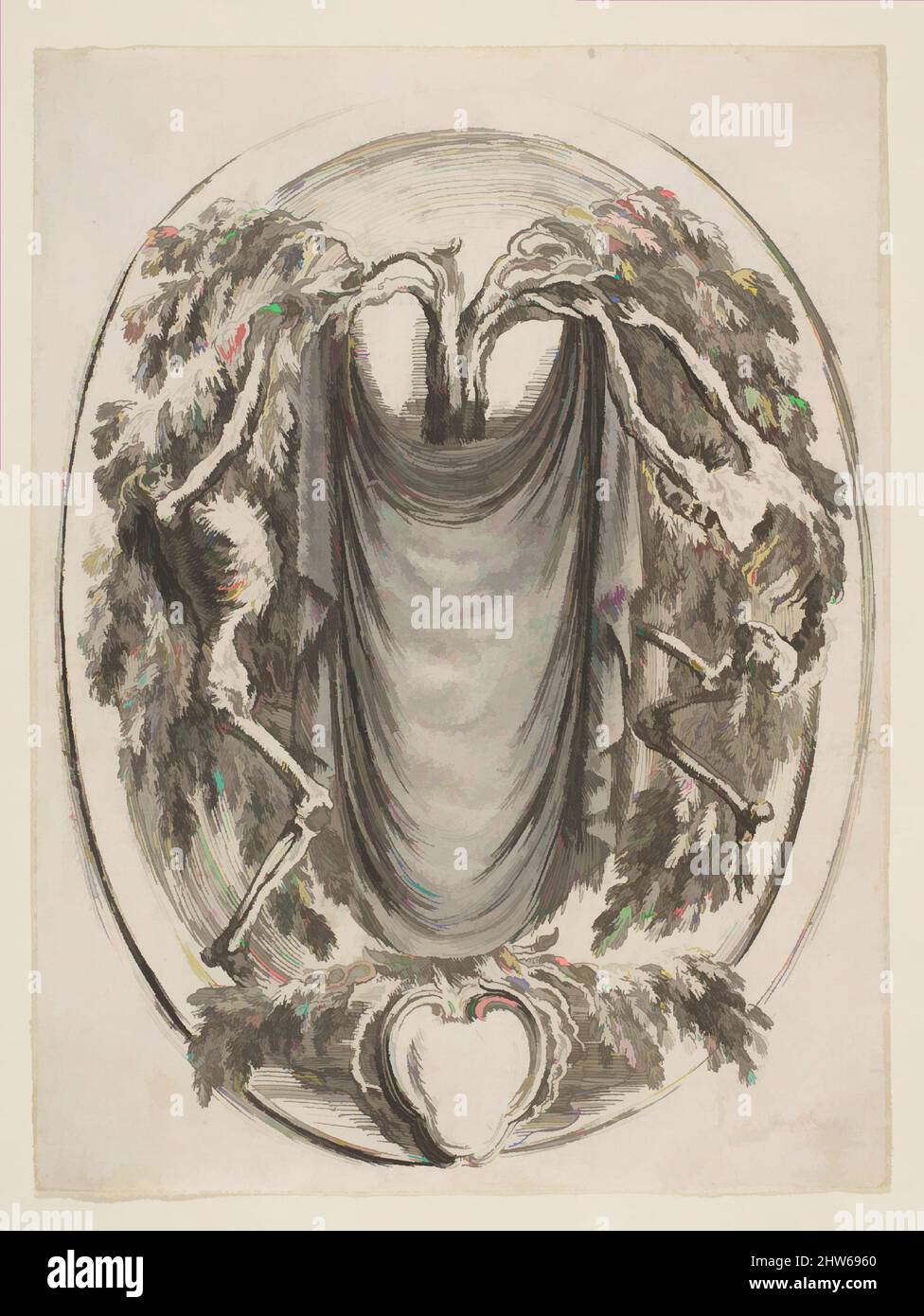 Art inspiré par Cartouche avec Skeletons, 1647, Etching, l'épreuve touchée avec le bleu-gris laver dans le carénage, imprimés, Etched par Stefano della Bella (Italien, Florence 1610–1664 Florence, oeuvres classiques modernisées par Artotop avec une touche de modernité. Formes, couleur et valeur, impact visuel accrocheur sur l'art émotions par la liberté d'œuvres d'art d'une manière contemporaine. Un message intemporel qui cherche une nouvelle direction créative. Artistes qui se tournent vers le support numérique et créent le NFT Artotop Banque D'Images