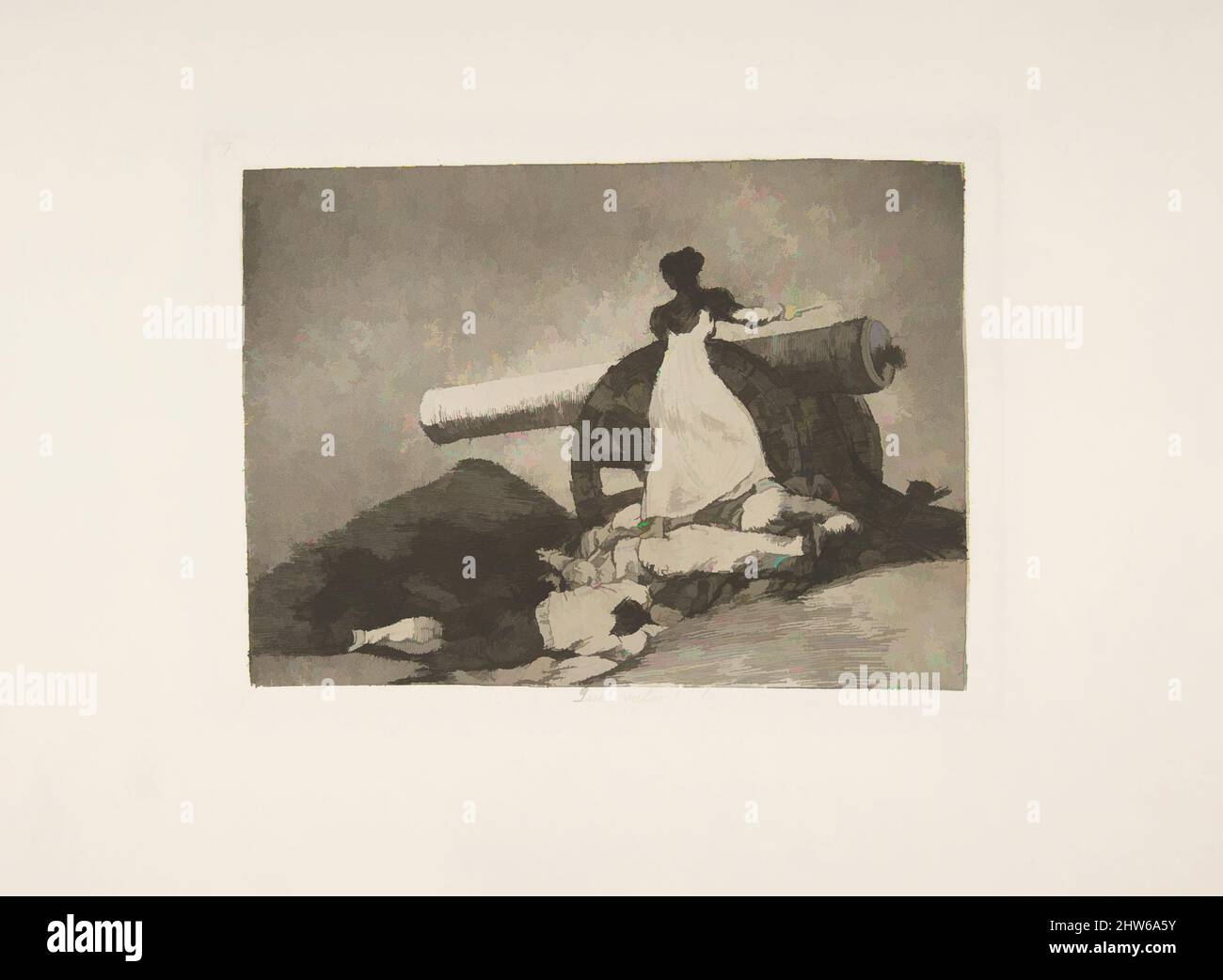 Art inspiré par la planche 7 de 'les désastres de la guerre' (Los Desastres de la Guerra): Quel courage! (Que valor!), 1810 ( publié en 1863), Etching, aquatint, drypoint, burin et burnisher, Plaque : 6 x 8 3/16 po. (15,3 x 20,8 cm), Prints, Goya (Francisco de Goya y Lucientes) (espagnol, oeuvres classiques modernisées par Artotop avec une touche de modernité. Formes, couleur et valeur, impact visuel accrocheur sur l'art émotions par la liberté d'œuvres d'art d'une manière contemporaine. Un message intemporel qui cherche une nouvelle direction créative. Artistes qui se tournent vers le support numérique et créent le NFT Artotop Banque D'Images