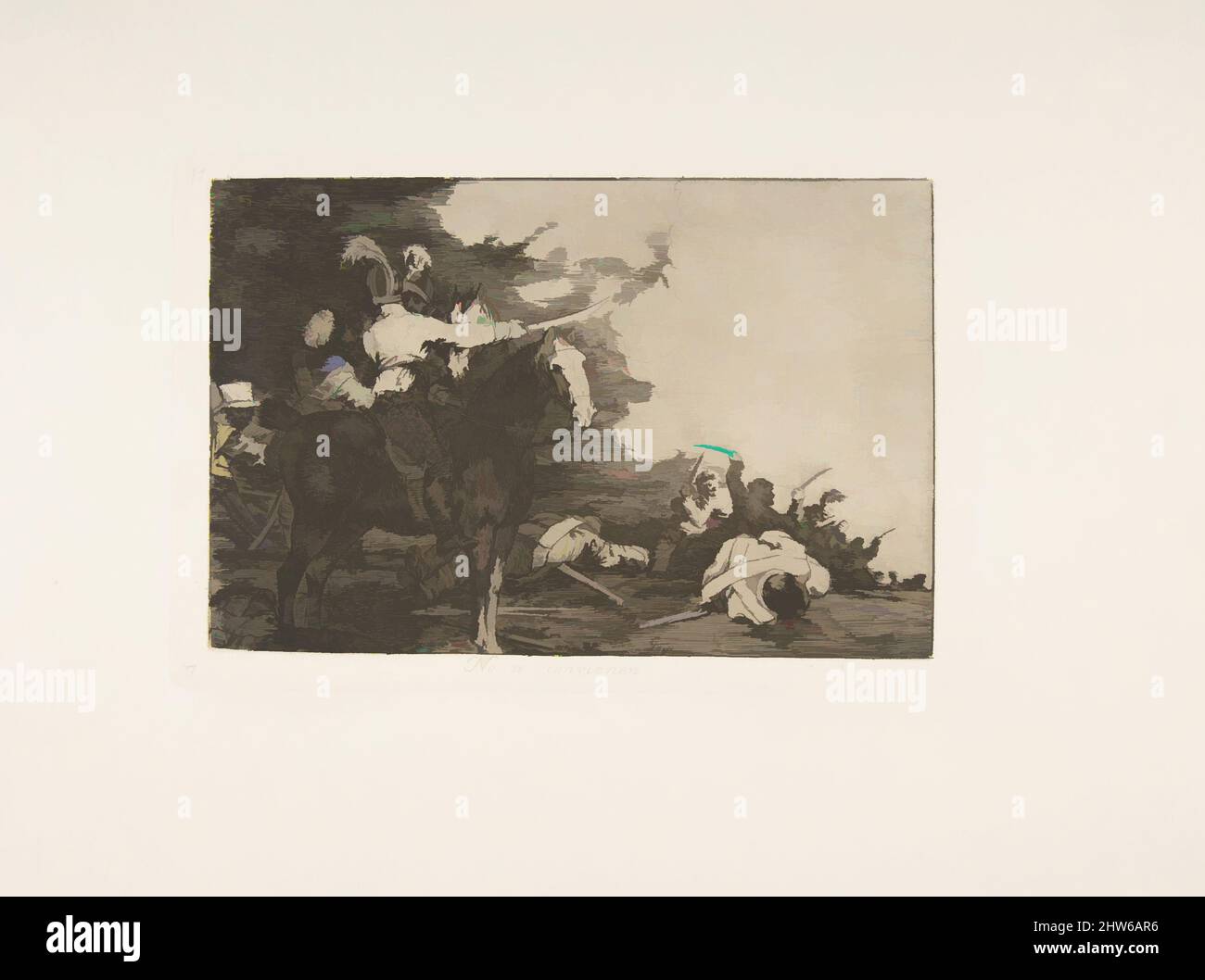 Art inspiré par la planche 17 de 'les désastres de la guerre' (Los Desastres de la Guerra): 'Ils ne sont pas d'accord.' (Non se convivialité.), 1810 (publié en 1863), Etching, Drypoint, burin et burnisher, Plaque : 5 11/16 × 8 7/16 po (14,5 × 21,5 cm), Prints, Goya (Francisco de Goya y Lucientes) (espagnol, oeuvres classiques modernisées par Artotop avec une touche de modernité. Formes, couleur et valeur, impact visuel accrocheur sur l'art émotions par la liberté d'œuvres d'art d'une manière contemporaine. Un message intemporel qui cherche une nouvelle direction créative. Artistes qui se tournent vers le support numérique et créent le NFT Artotop Banque D'Images