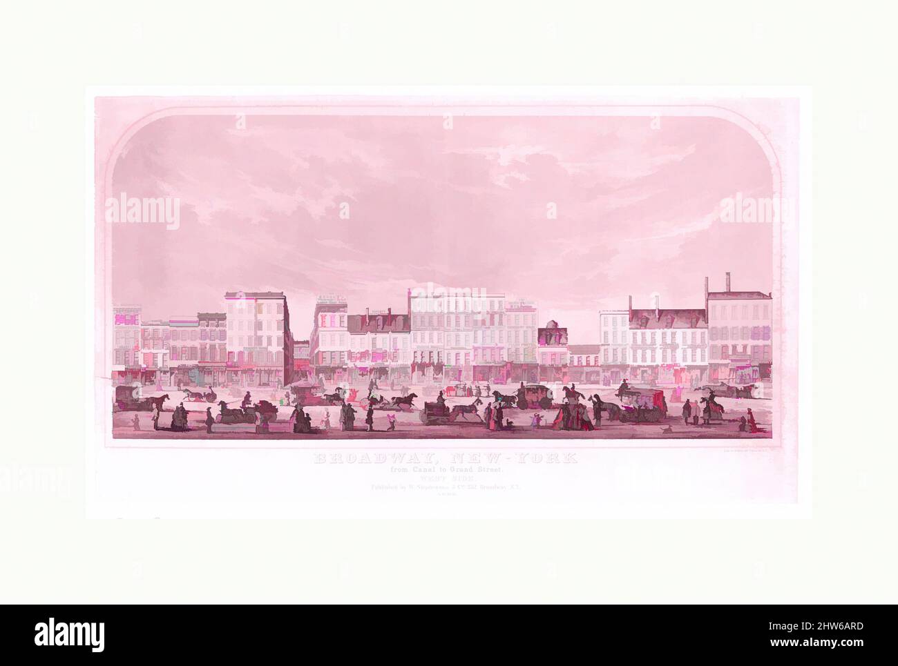 Art inspiré par Broadway, New York de Canal à Grand Street, West Side, 1856, lithographie aux pierres de teinte, image : 17 3/8 x 33 7/8 po. (44,2 x 86,1 cm), tirages, oeuvres classiques modernisées par Artotop avec une touche de modernité. Formes, couleur et valeur, impact visuel accrocheur sur l'art émotions par la liberté d'œuvres d'art d'une manière contemporaine. Un message intemporel qui cherche une nouvelle direction créative. Artistes qui se tournent vers le support numérique et créent le NFT Artotop Banque D'Images