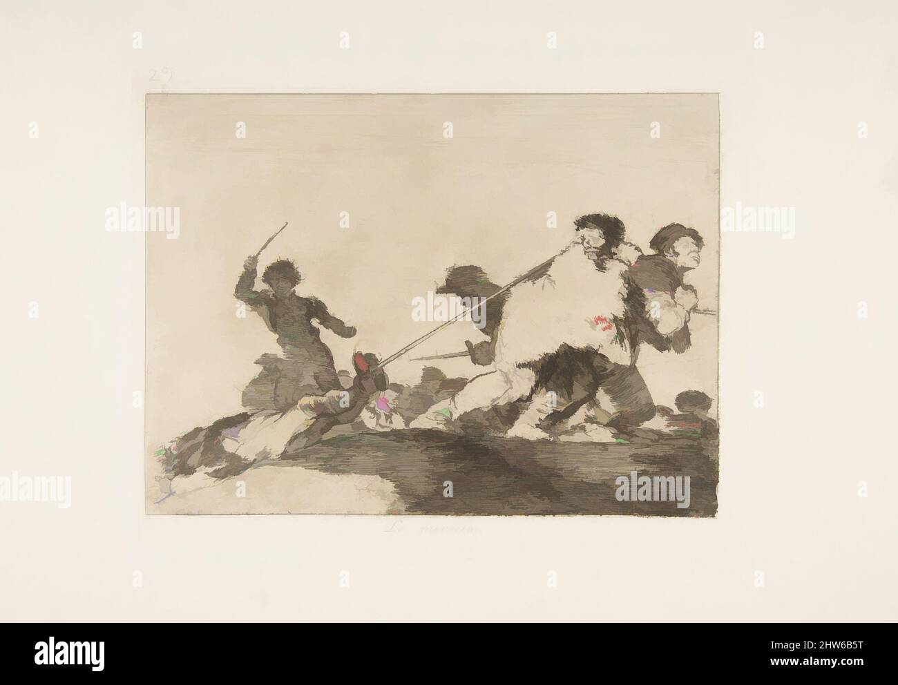 Art inspiré par la planche 29 de 'les désastres de la guerre' (Los Desastres de la Guerra): 'Il méritait' (Lo merecia), 1810 ( publié en 1863), Etching, Drypoint, burin et burnisher, plaque: 6 7/8 × 8 1/2 in. (17,4 × 21,6 cm), Prints, Goya (Francisco de Goya y Lucientes) (espagnol, oeuvres classiques modernisées par Artotop avec une touche de modernité. Formes, couleur et valeur, impact visuel accrocheur sur l'art émotions par la liberté d'œuvres d'art d'une manière contemporaine. Un message intemporel qui cherche une nouvelle direction créative. Artistes qui se tournent vers le support numérique et créent le NFT Artotop Banque D'Images