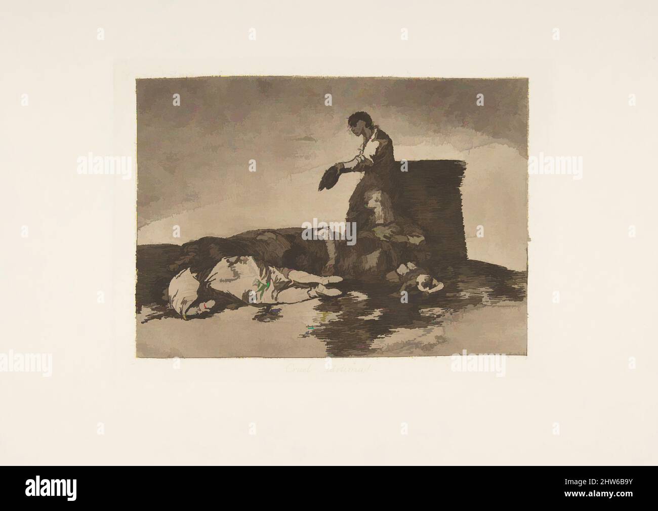 Art inspiré par la planche 48 de 'les désastres de la guerre' (Los Desastres de la Guerra): 'Cruel conte de malheur!'(cruel Lástima!), 1811–12 (publié en 1863), Etching, burnished lavis, burin et burnisher, Plaque : 5 7/8 po × 8 po (15 × 20,3 cm), Prints, Goya (Francisco de Goya y Lucientes) (, oeuvres classiques modernisées par Artotop avec un peu de modernité. Formes, couleur et valeur, impact visuel accrocheur sur l'art émotions par la liberté d'œuvres d'art d'une manière contemporaine. Un message intemporel qui cherche une nouvelle direction créative. Artistes qui se tournent vers le support numérique et créent le NFT Artotop Banque D'Images