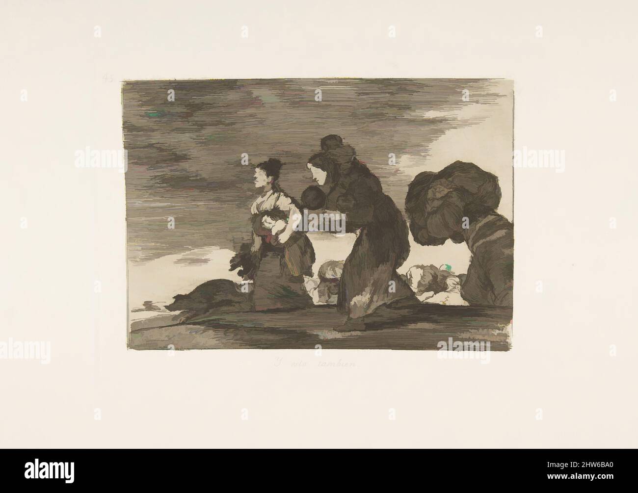 Art inspiré par la planche 45 de 'les désastres de la guerre' (Los Desastres de la Guerra): 'Et ceci aussi.' (Y esto tambienen.), 1810 (publié en 1863), Etching, aquatint ou lavis, Drypoint et burin, Plaque : 6 7/16 × 8 9/16 po (16,3 × 21,8 cm), Prints, Goya (Francisco de Goya y Lucientes) (, oeuvres classiques modernisées par Artotop avec un peu de modernité. Formes, couleur et valeur, impact visuel accrocheur sur l'art émotions par la liberté d'œuvres d'art d'une manière contemporaine. Un message intemporel qui cherche une nouvelle direction créative. Artistes qui se tournent vers le support numérique et créent le NFT Artotop Banque D'Images
