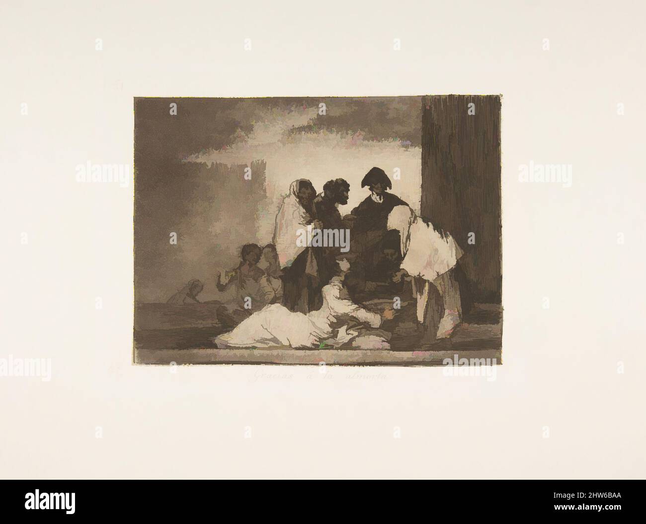 Art inspiré par la planche 51 de 'les désastres de la guerre' (Los Desastres de la Guerra): 'Grâce au millet.' (Gracias á la almorta.), 1811–12 (publié en 1863), Décapage et aquatint bruni, plaque : 6 1/8 × 7 7/8 po. (15,5 × 20 cm), Prints, Goya (Francisco de Goya y Lucientes) (espagnol, oeuvres classiques modernisées par Artotop avec une touche de modernité. Formes, couleur et valeur, impact visuel accrocheur sur l'art émotions par la liberté d'œuvres d'art d'une manière contemporaine. Un message intemporel qui cherche une nouvelle direction créative. Artistes qui se tournent vers le support numérique et créent le NFT Artotop Banque D'Images