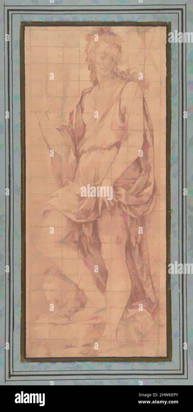 Art inspiré par le Saint-Jean-Baptiste debout avec l'Agneau, ca. 1575–76, craie rouge, surlignée de craie blanche, sur papier lavé ocre, feuille : 11 5/16 x 4 7/8 po. (28,7 x 12,4 cm), dessins, Girolamo Macchietti (italien, Florence (?) env. 1535–1592 Florence), Un promoteur de l'étude, les œuvres classiques modernisées par Artotop avec une touche de modernité. Formes, couleur et valeur, impact visuel accrocheur sur l'art émotions par la liberté d'œuvres d'art d'une manière contemporaine. Un message intemporel qui cherche une nouvelle direction créative. Artistes qui se tournent vers le support numérique et créent le NFT Artotop Banque D'Images
