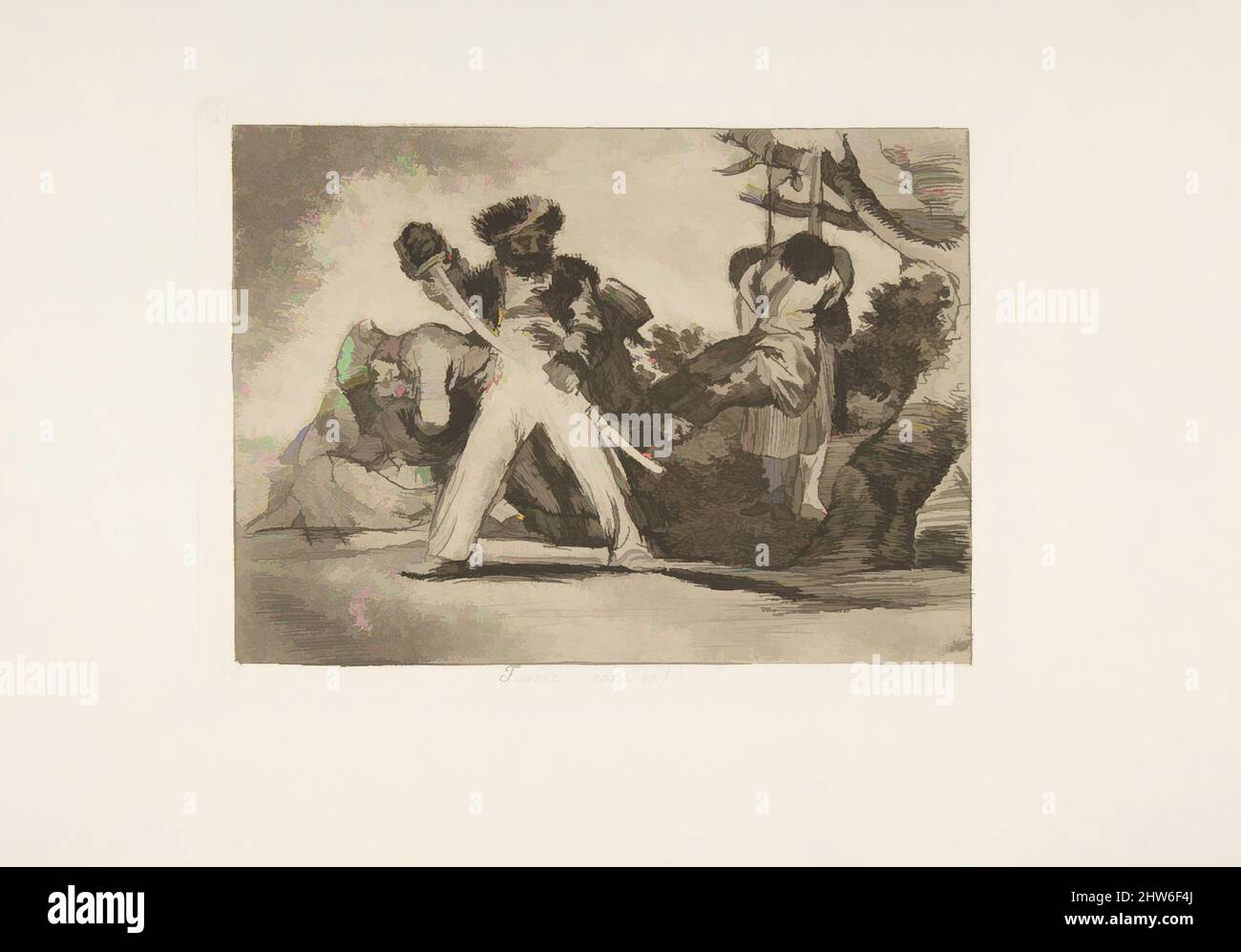 Art inspiré par la planche 31 de « The Disasters of War » (Los Desastres de la Guerra) : « c'est dur ! » (Fuerte cosa es!), 1810 (publié en 1863), Etching, aquatint bruni et point sec, plaque : 8 1/16 po. × 6 po (20,5 × 15,3 cm), Prints, Goya (Francisco de Goya y Lucientes) (espagnol, oeuvres classiques modernisées par Artotop avec une touche de modernité. Formes, couleur et valeur, impact visuel accrocheur sur l'art émotions par la liberté d'œuvres d'art d'une manière contemporaine. Un message intemporel qui cherche une nouvelle direction créative. Artistes qui se tournent vers le support numérique et créent le NFT Artotop Banque D'Images