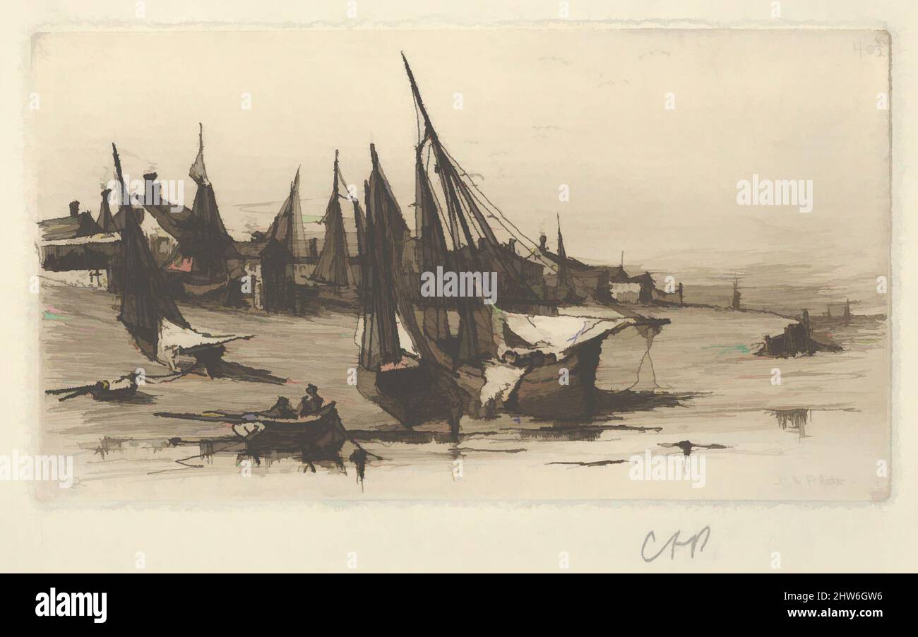 Art inspiré par provincial Fishing Village (esquisse), 1882, décapage; état seul, assiette : 2 11/16 x 4 13/16 po. (6,7 x 12,3 cm), Prints, Charles Adams Platt (américain, New York 1861–1933, œuvres classiques modernisées par Artotop avec une touche de modernité. Formes, couleur et valeur, impact visuel accrocheur sur l'art émotions par la liberté d'œuvres d'art d'une manière contemporaine. Un message intemporel qui cherche une nouvelle direction créative. Artistes qui se tournent vers le support numérique et créent le NFT Artotop Banque D'Images