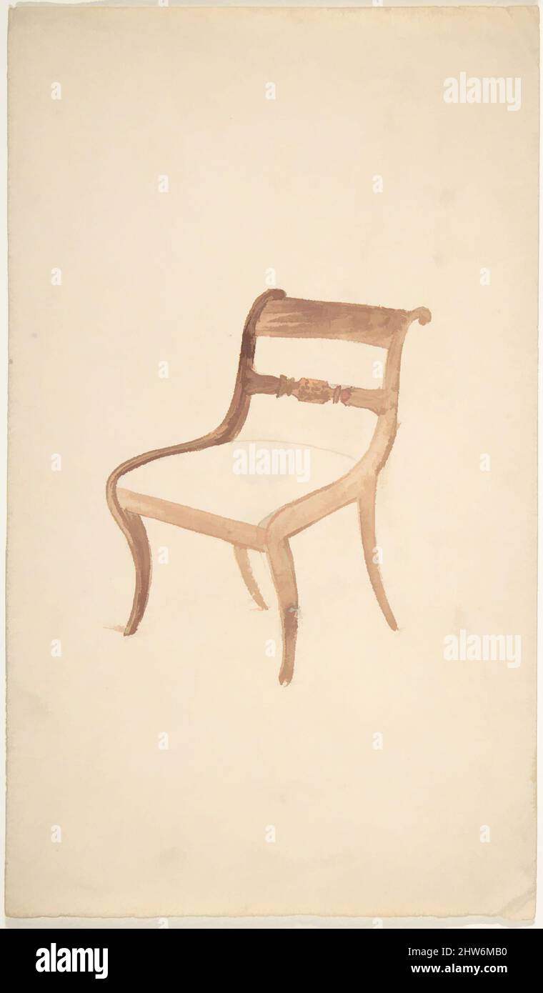 Art inspiré par Design for a chair, début du 19th siècle, encre et aquarelle, feuille: 7 1/2 x 4 7/16 po. (19 x 11,2 cm), attribuée à Gillows (britannique, 19th siècle, oeuvres classiques modernisées par Artotop avec une touche de modernité. Formes, couleur et valeur, impact visuel accrocheur sur l'art émotions par la liberté d'œuvres d'art d'une manière contemporaine. Un message intemporel qui cherche une nouvelle direction créative. Artistes qui se tournent vers le support numérique et créent le NFT Artotop Banque D'Images