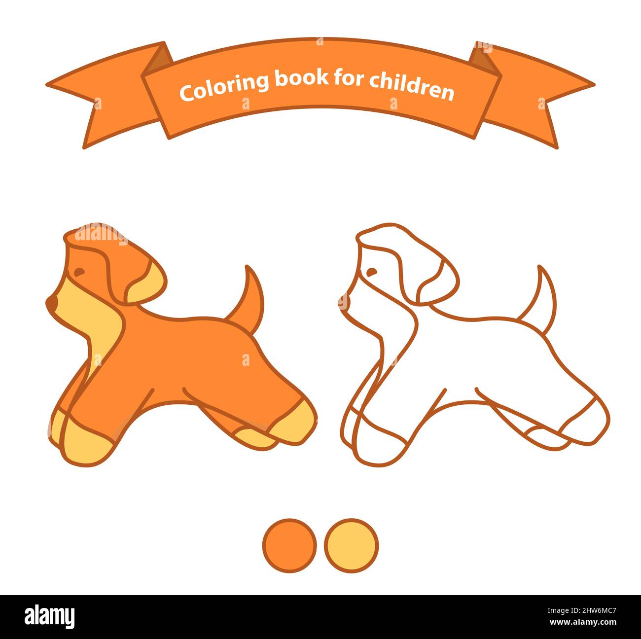 Aperçu du livre de coloriage de chien de dessin animé pour les enfants. Vecteur plat. Illustration de Vecteur