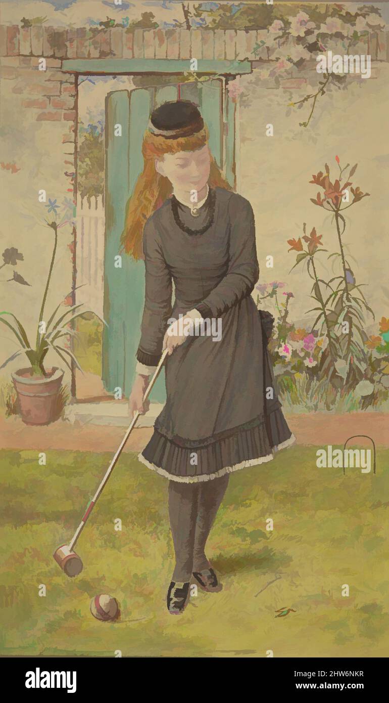 Art inspiré par Girl Playing Croquet, 1904–1935, aquarelle avec gomme arabique, feuille: 14 9/16 x 9 1/4 po. (37 x 23,5 cm), dessins, William Stephen Coleman (britannique, 1829–1904, œuvres classiques modernisées par Artotop avec une touche de modernité. Formes, couleur et valeur, impact visuel accrocheur sur l'art émotions par la liberté d'œuvres d'art d'une manière contemporaine. Un message intemporel qui cherche une nouvelle direction créative. Artistes qui se tournent vers le support numérique et créent le NFT Artotop Banque D'Images