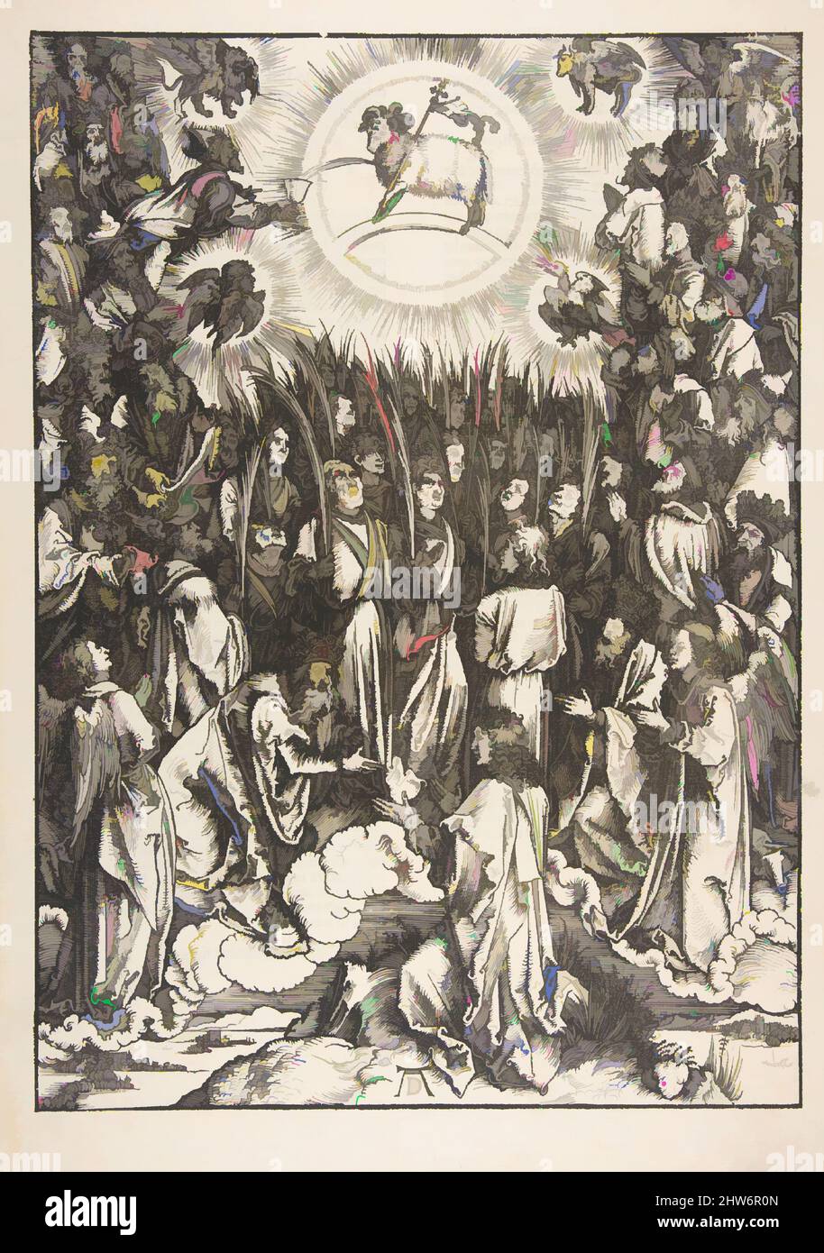 Art inspiré par l'adoration de l'Agneau, de l'Apocalypse, s.d., Woodcut, feuille : 17 3/8 x 12 po. (44,1 x 30,5 cm), Prints, Albrecht Dürer (allemand, Nuremberg 1471–1528 Nuremberg, œuvres classiques modernisées par Artotop avec une touche de modernité. Formes, couleur et valeur, impact visuel accrocheur sur l'art émotions par la liberté d'œuvres d'art d'une manière contemporaine. Un message intemporel qui cherche une nouvelle direction créative. Artistes qui se tournent vers le support numérique et créent le NFT Artotop Banque D'Images