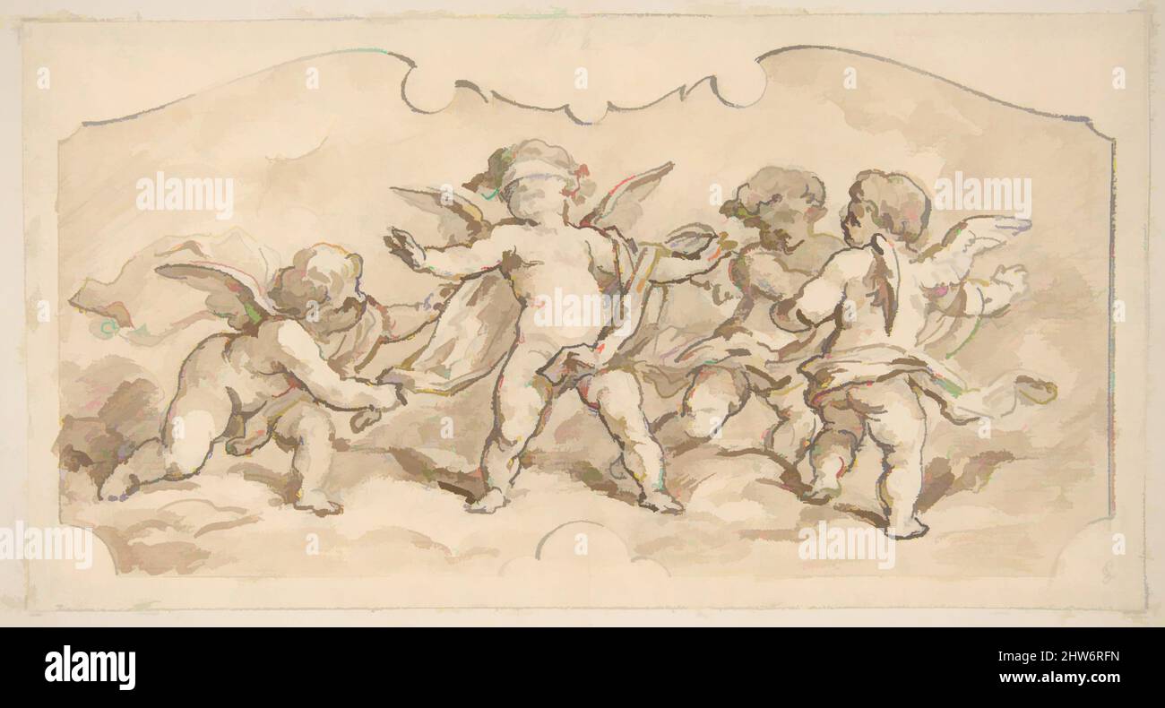 Art inspiré par Putti en jeu, deuxième moitié du 19th siècle, Graphite et lavage brun, image : 5 x 9 5/16 po. (12,7 x 23,7 cm), dessins, Jules-Edmond-Charles Lachaise (français, mort en 1897), Eugène-Pierre Gourdet (français, Né à Paris, en 1820, les œuvres classiques modernisées par Artotop avec une touche de modernité. Formes, couleur et valeur, impact visuel accrocheur sur l'art émotions par la liberté d'œuvres d'art d'une manière contemporaine. Un message intemporel qui cherche une nouvelle direction créative. Artistes qui se tournent vers le support numérique et créent le NFT Artotop Banque D'Images